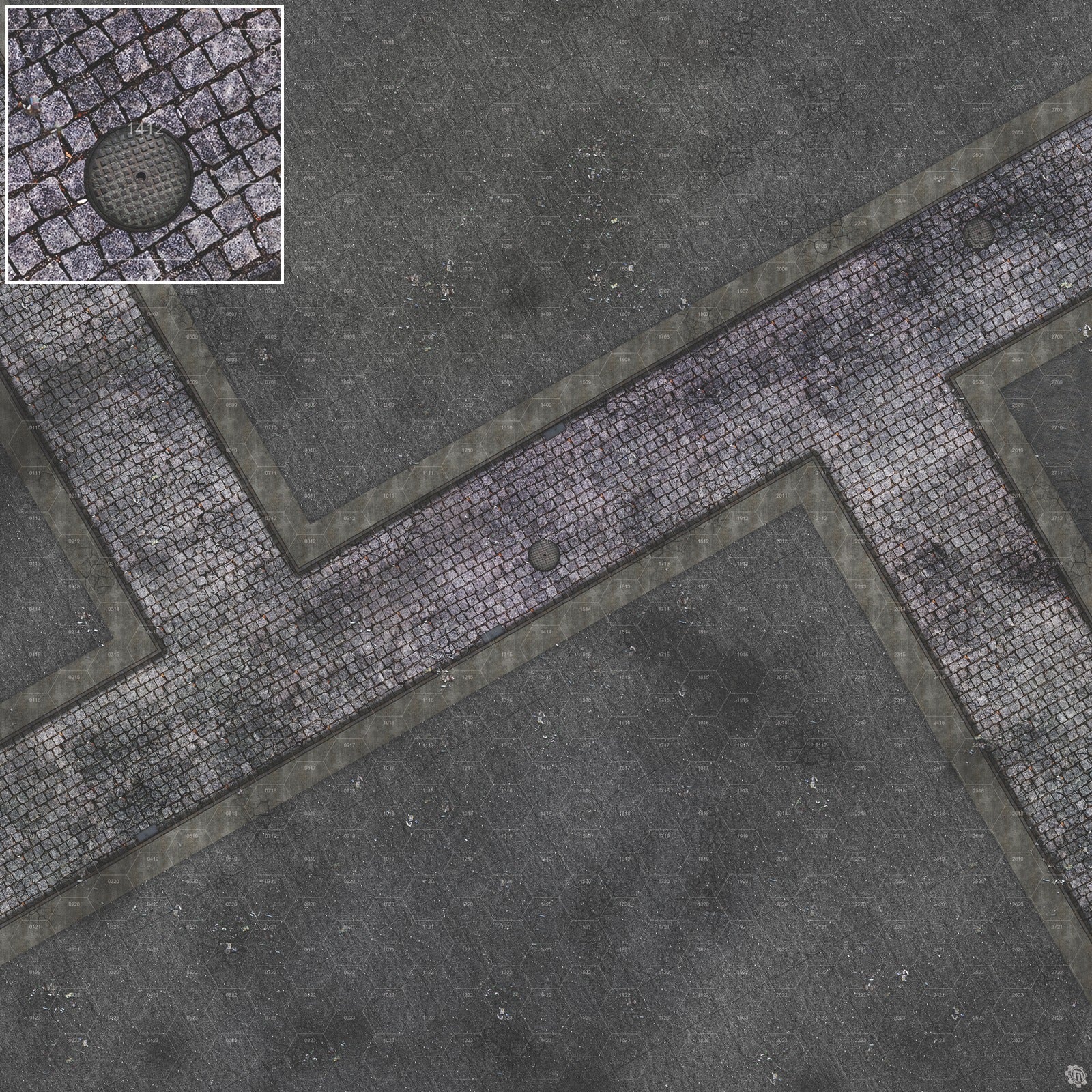 Mats by Mars: Victorian Alley (Intersection) Tabletop Wargaming Play Mat