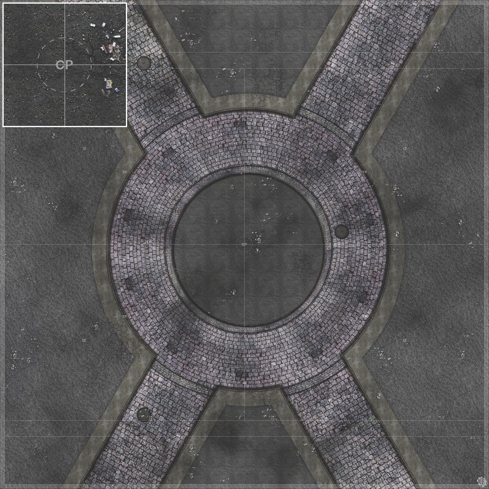 Mats by Mars: Victorian Alley (Circle) Tabletop Wargaming Play Mat