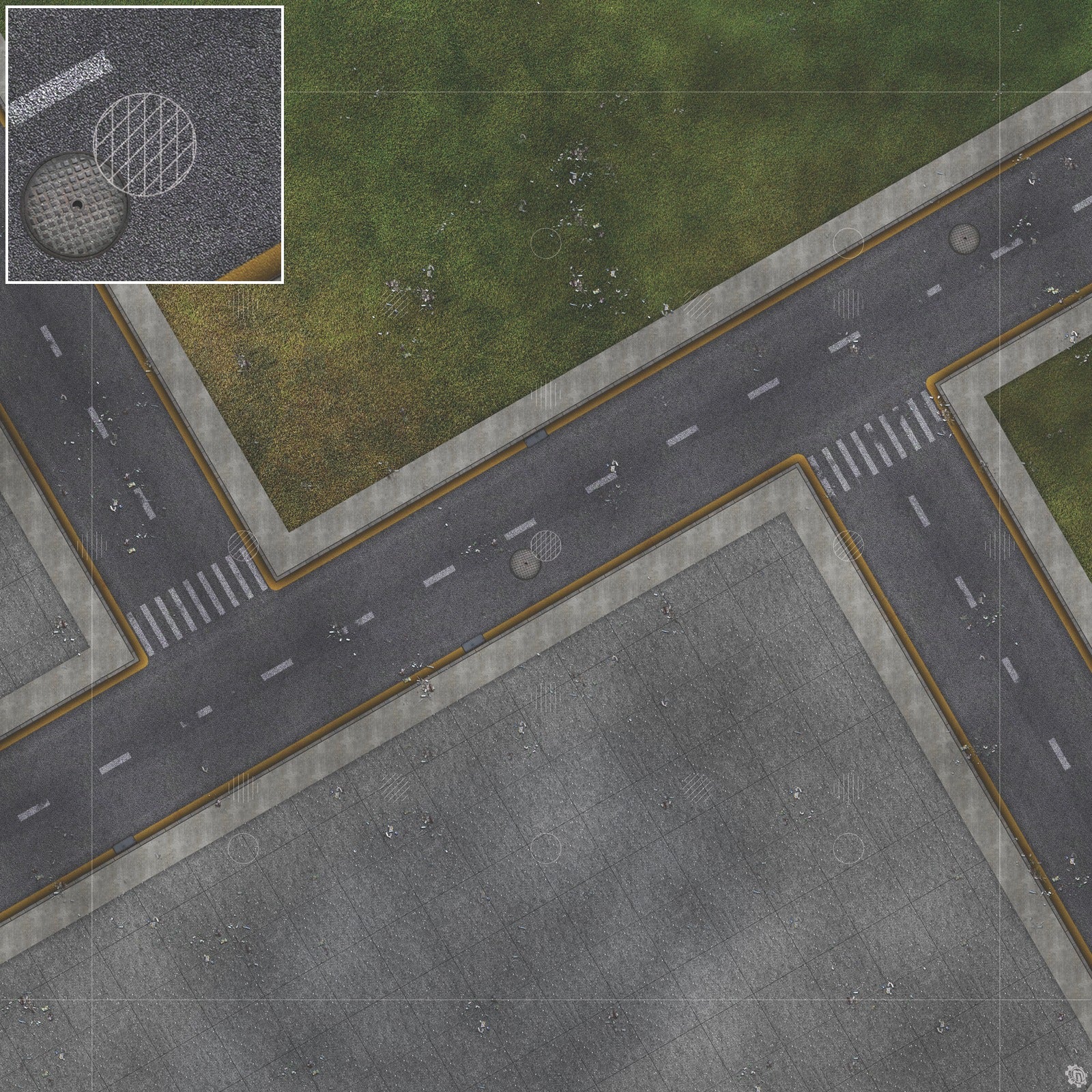 Mats by Mars: Park Avenue (Intersection) Tabletop Wargaming Play Mat