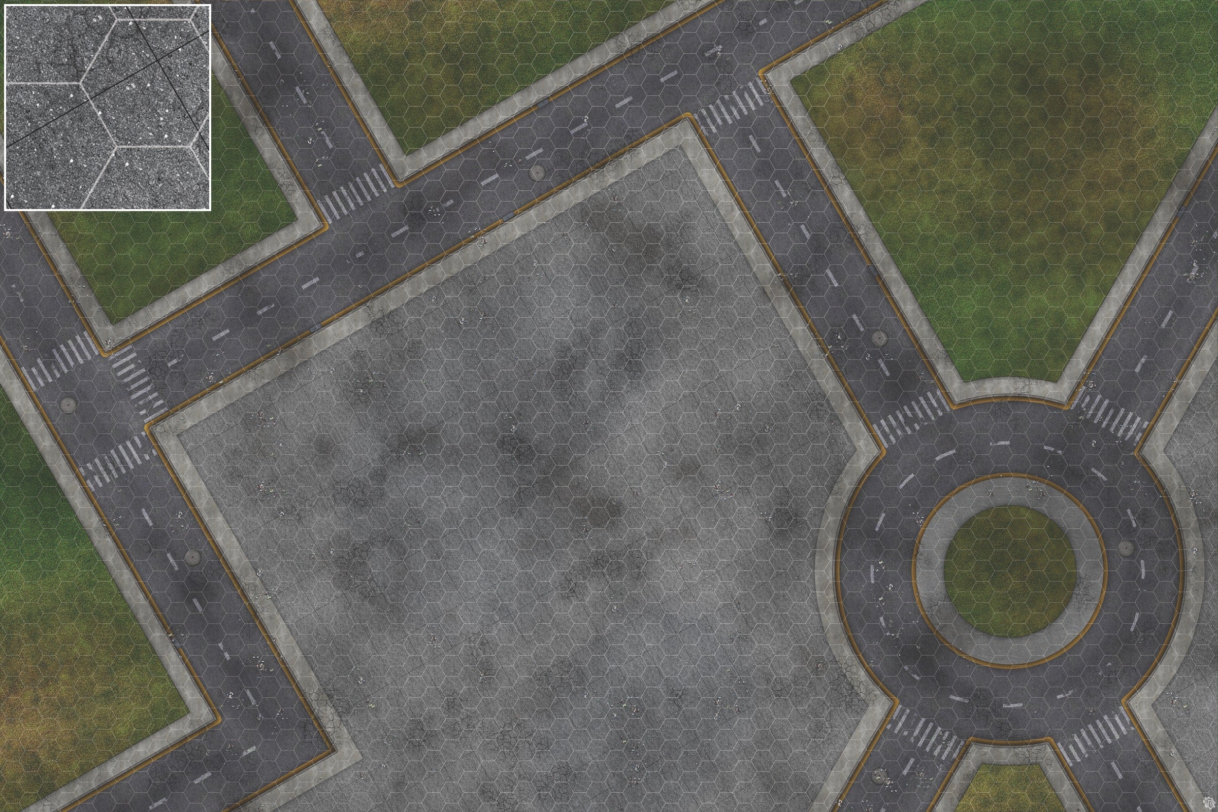 Mats by Mars: Park Avenue (Intersection) Tabletop Wargaming Play Mat