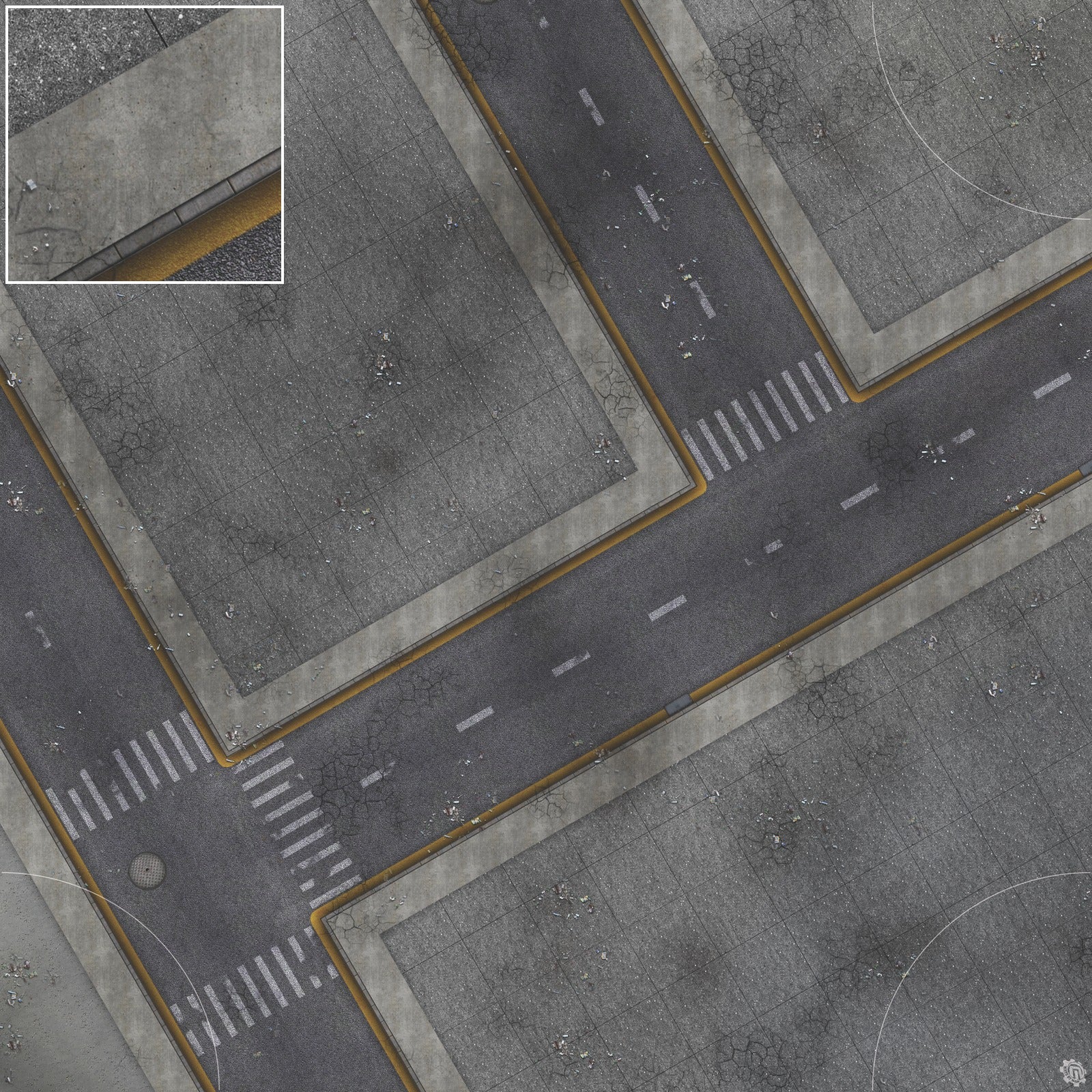 Mats by Mars: Crime Alley (Intersection) Tabletop Wargaming Play Mat