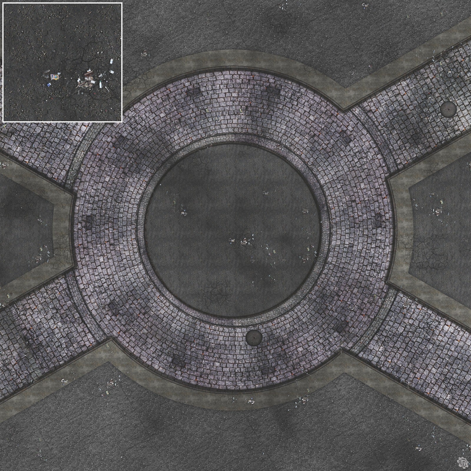 Mats by Mars: Victorian Alley (Circle) Tabletop Wargaming Play Mat