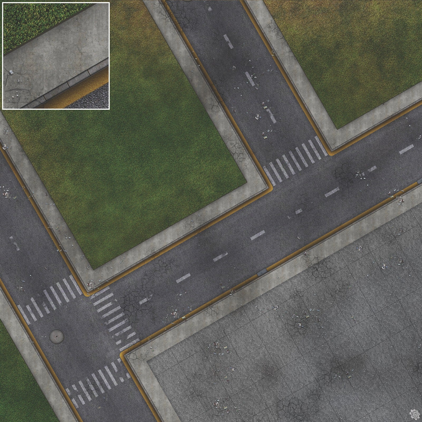 Mats by Mars: Park Avenue (Intersection) Tabletop Wargaming Play Mat