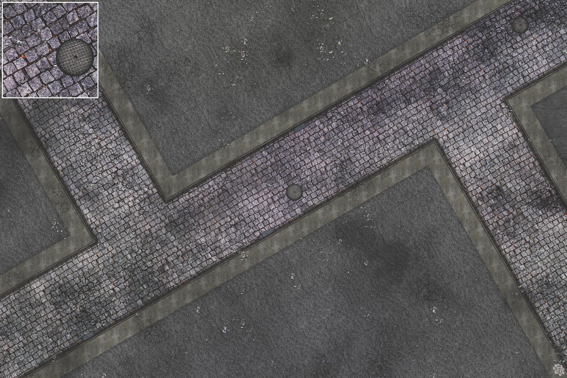 Mats by Mars: Victorian Alley (Intersection) Tabletop Wargaming Play Mat