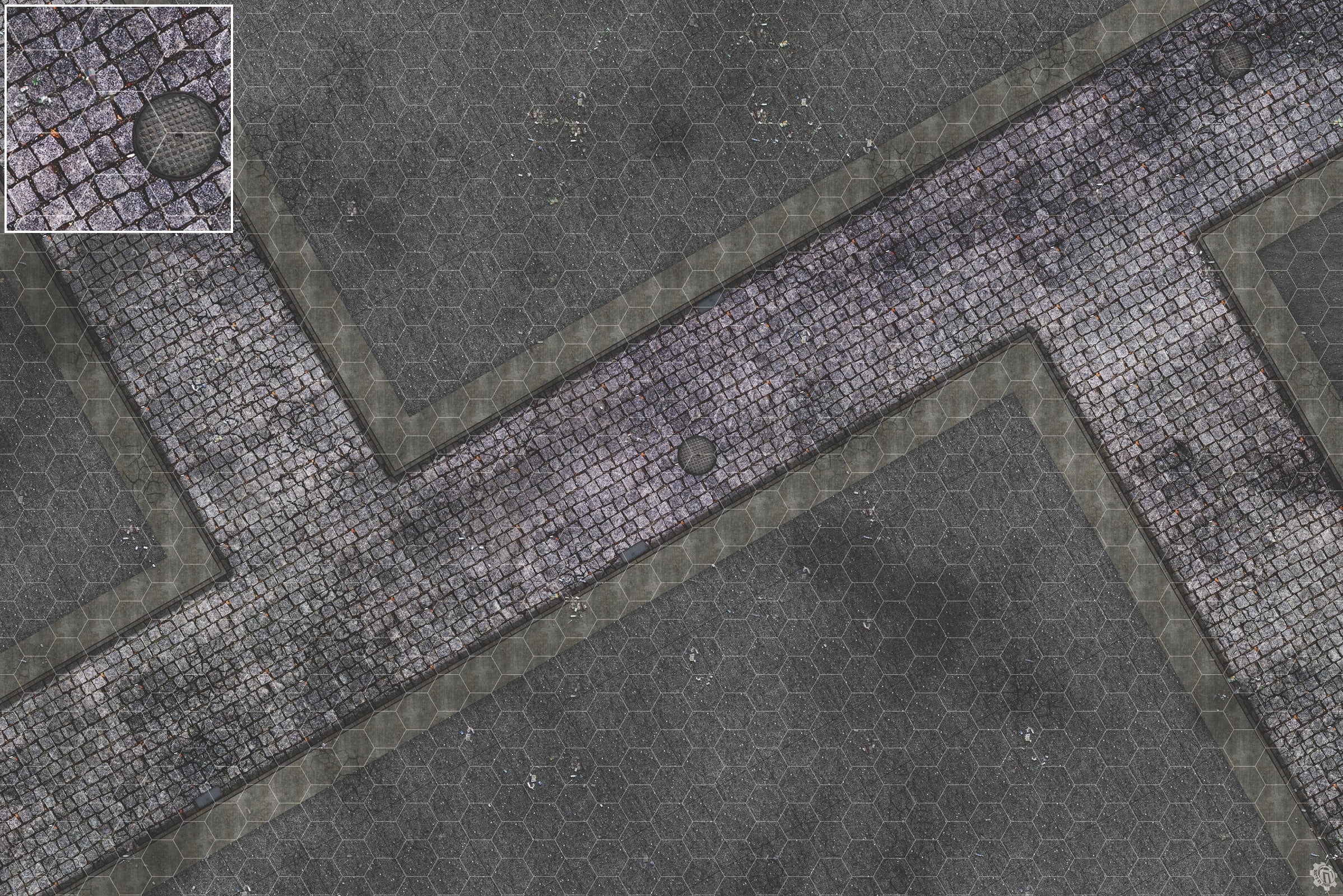Mats by Mars: Victorian Alley (Intersection) Tabletop Wargaming Play Mat