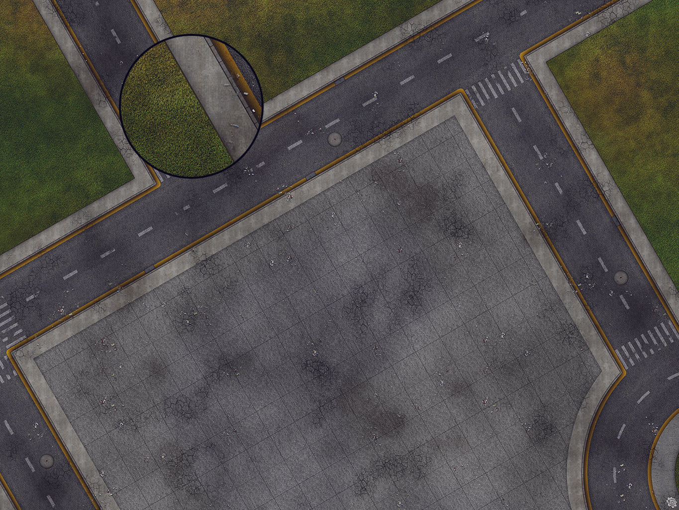 Mats by Mars: Park Avenue (Intersection) Tabletop Wargaming Play Mat