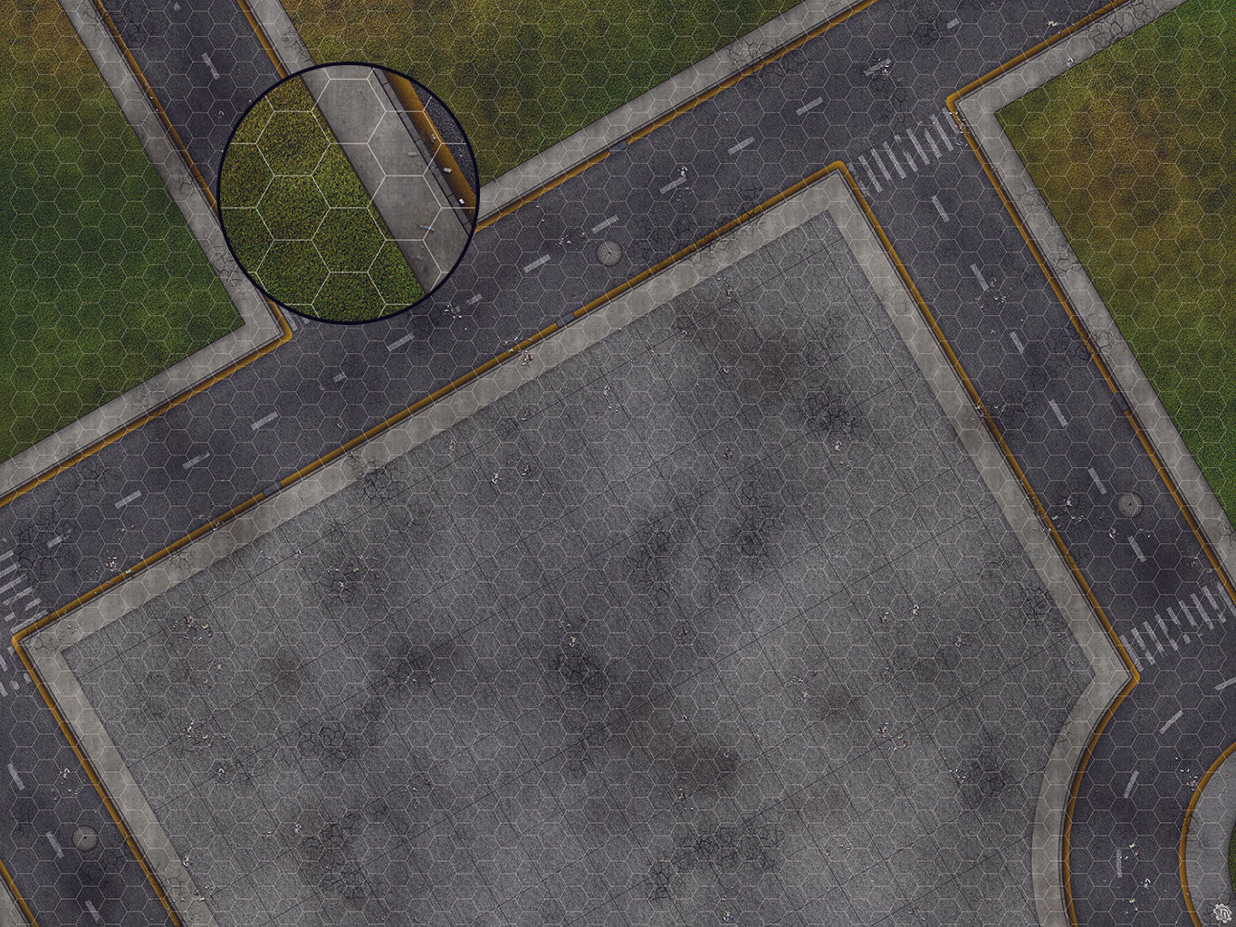 Mats by Mars: Park Avenue (Intersection) Tabletop Wargaming Play Mat