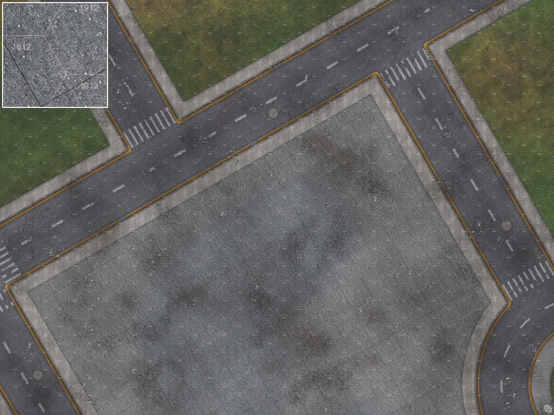 Mats by Mars: Park Avenue (Intersection) Tabletop Wargaming Play Mat