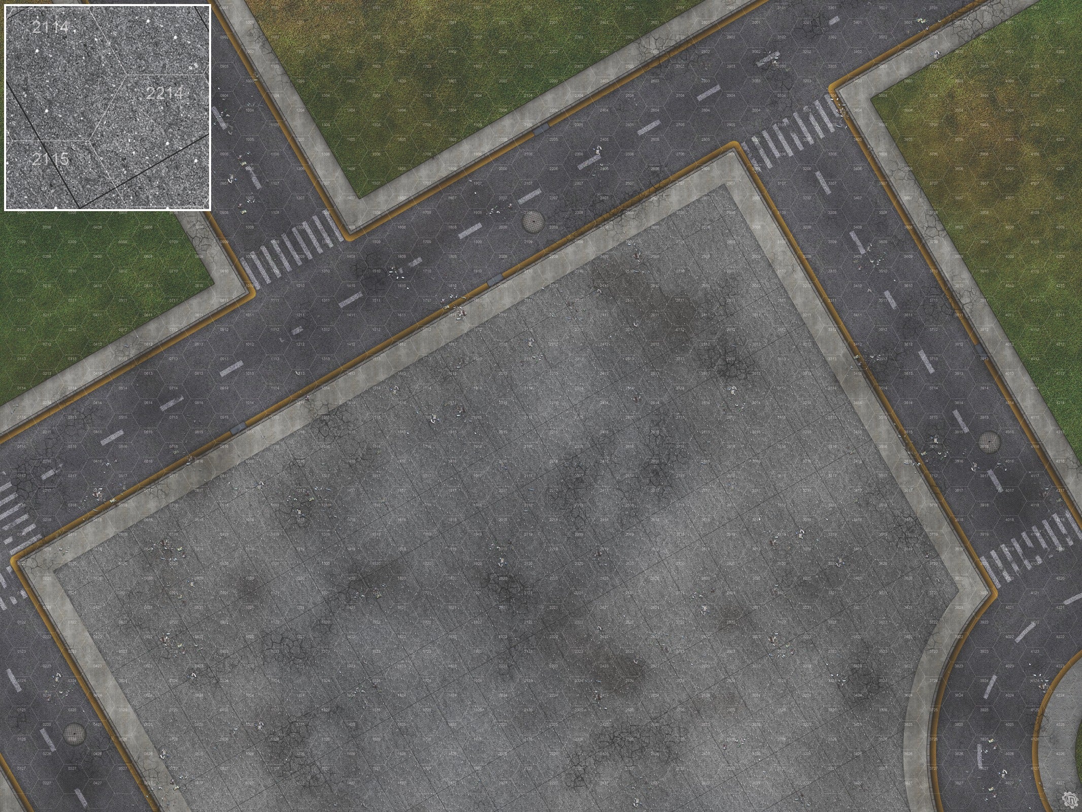 Mats by Mars: Park Avenue (Intersection) Tabletop Wargaming Play Mat