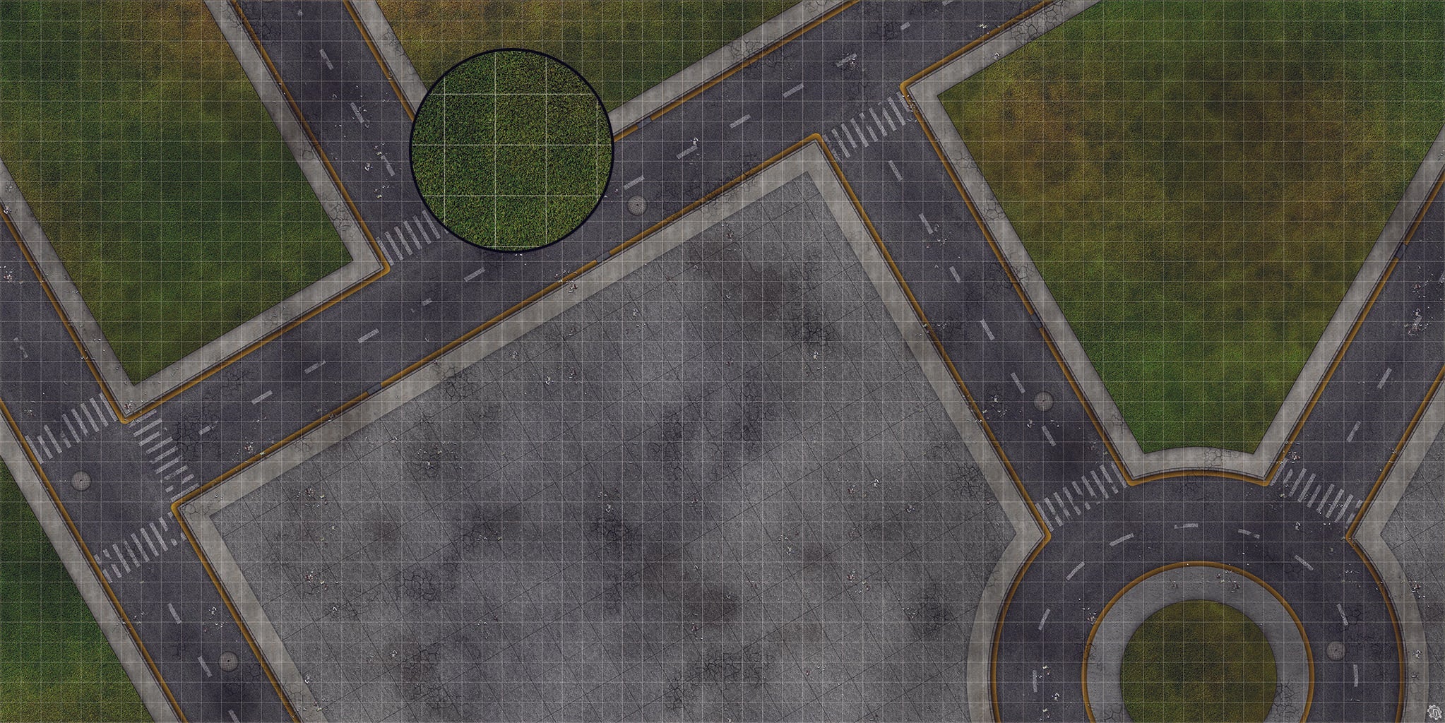 Mats by Mars: Park Avenue (Intersection) Tabletop Wargaming Play Mat