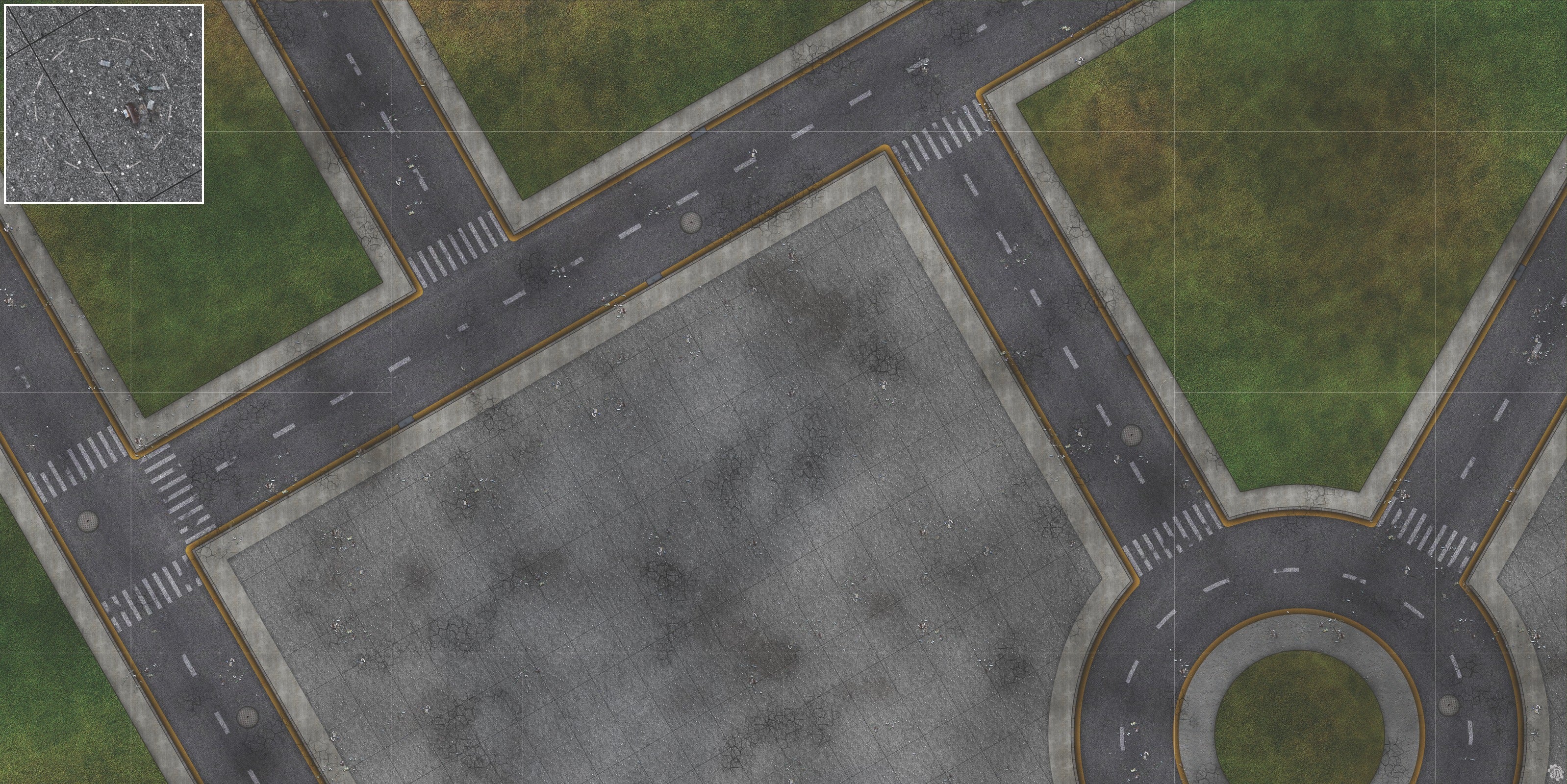 Mats by Mars: Park Avenue (Intersection) Tabletop Wargaming Play Mat