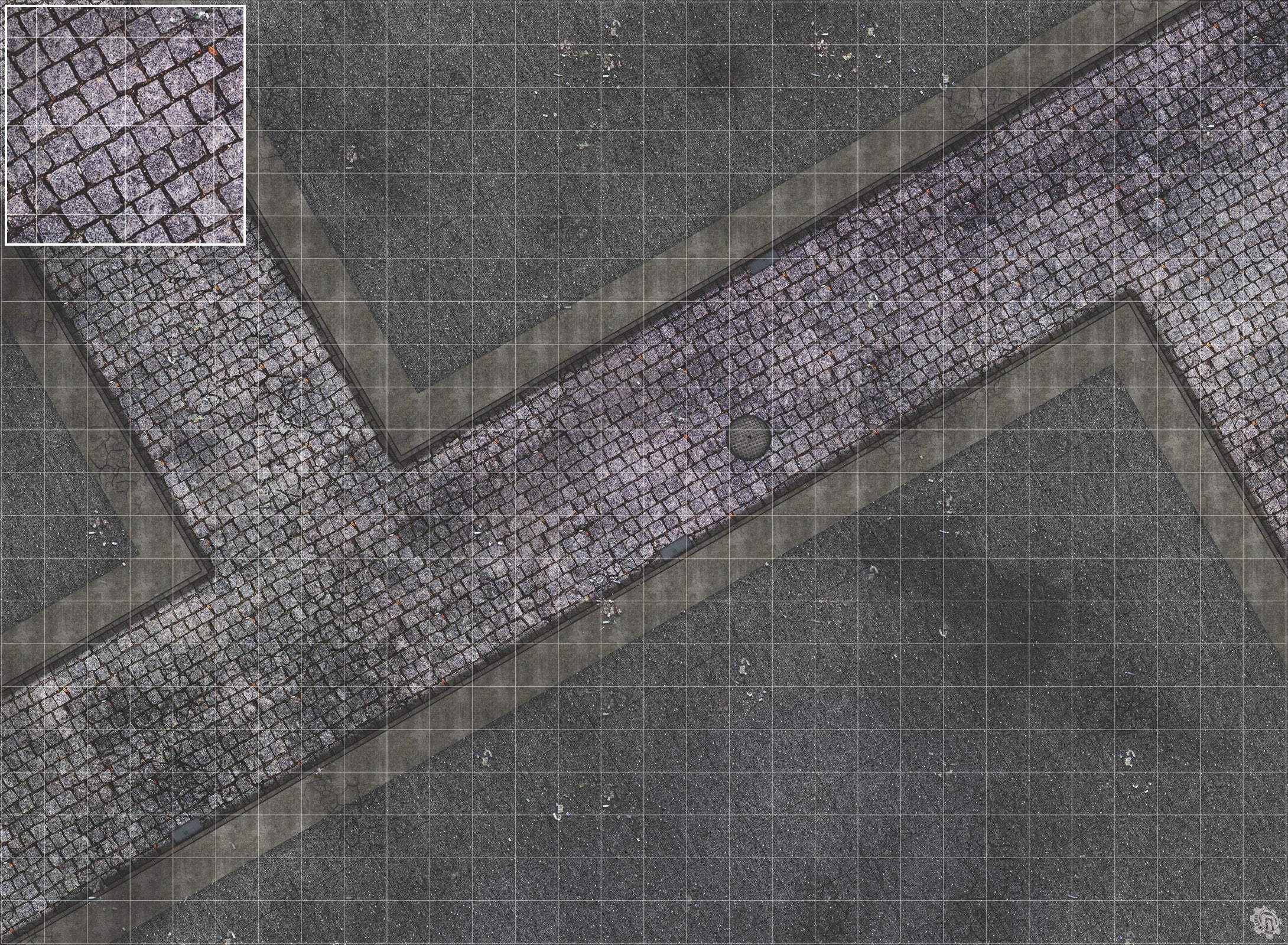 Mats by Mars: Victorian Alley (Intersection) Tabletop Wargaming Play Mat
