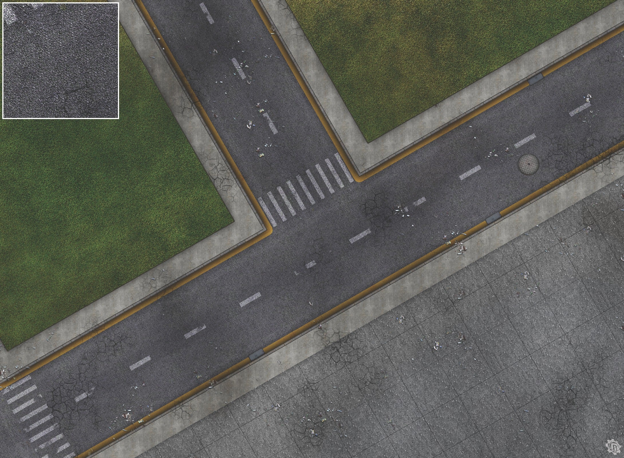 Mats by Mars: Park Avenue (Intersection) Tabletop Wargaming Play Mat