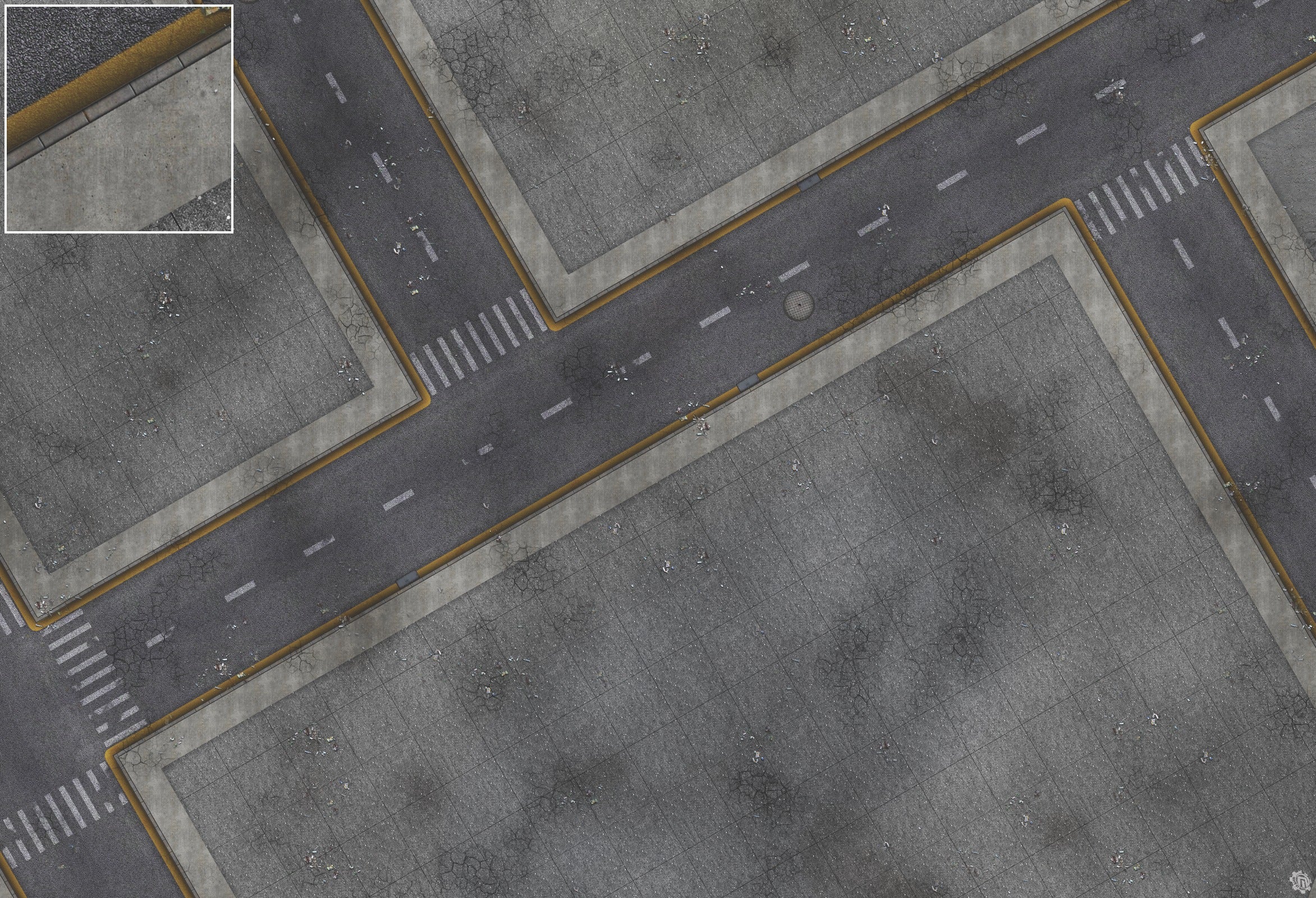 Mats by Mars: Crime Alley (Intersection) Tabletop Wargaming Play Mat