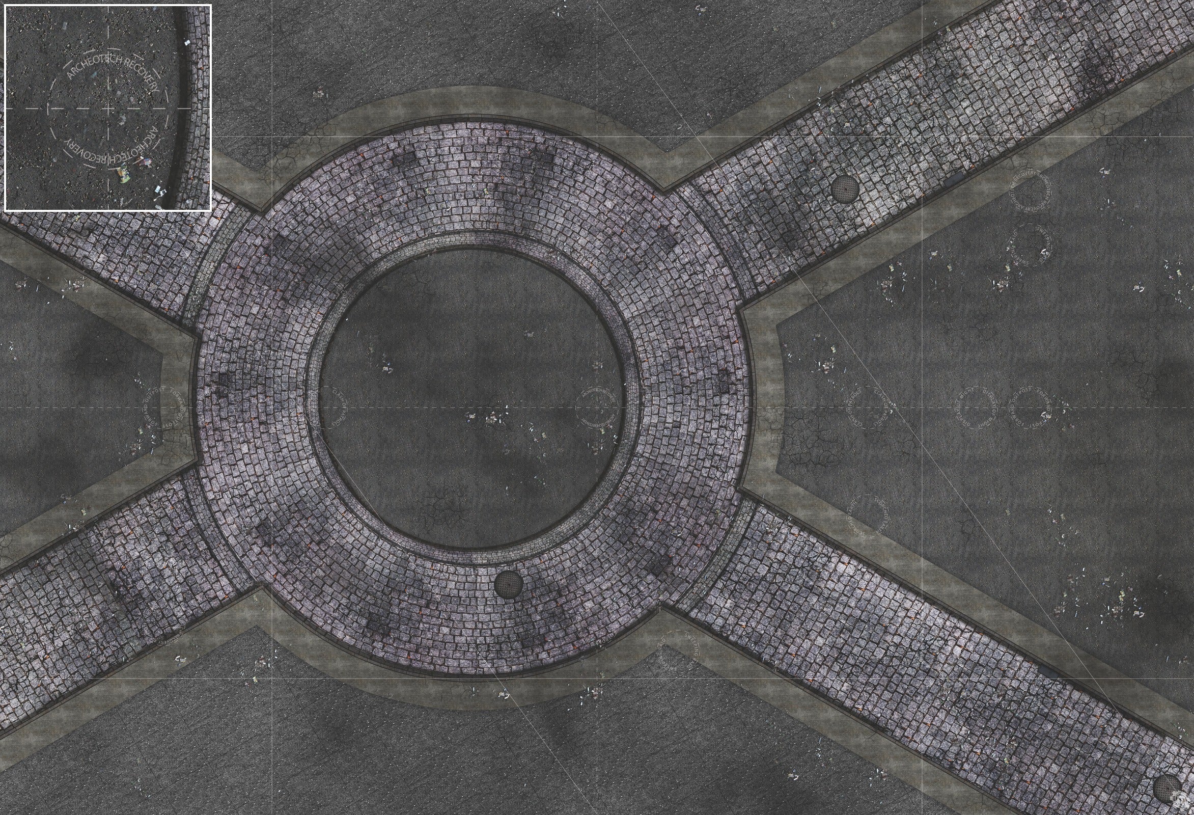 Mats by Mars: Victorian Alley (Circle) Tabletop Wargaming Play Mat