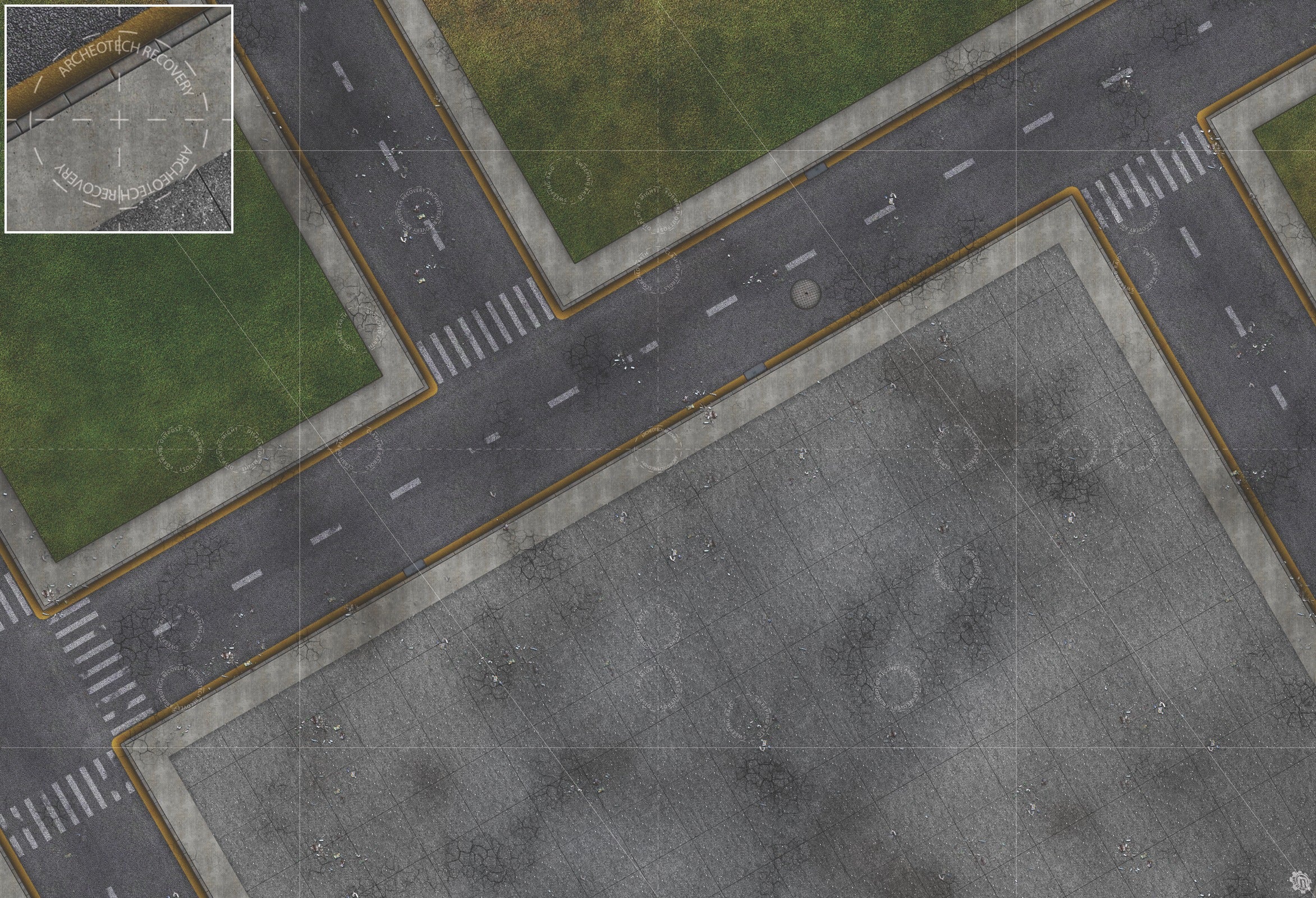 Mats by Mars: Park Avenue (Intersection) Tabletop Wargaming Play Mat