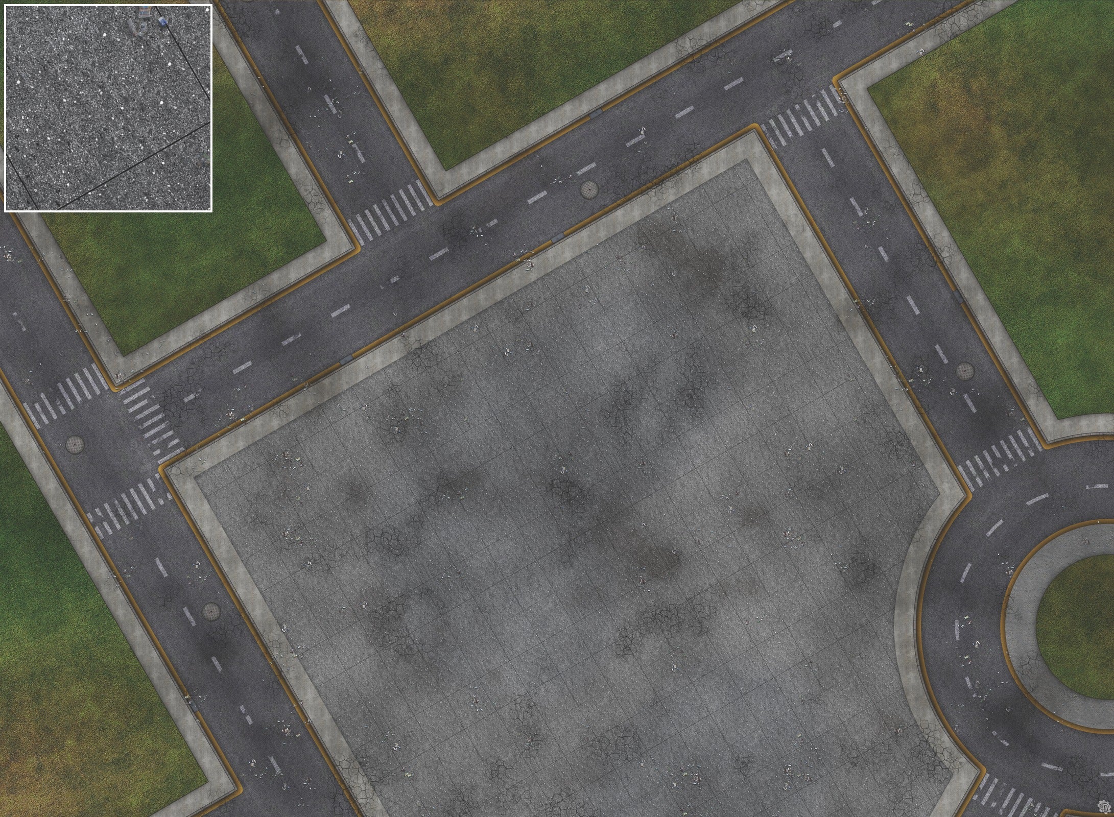 Mats by Mars: Park Avenue (Intersection) Tabletop Wargaming Play Mat