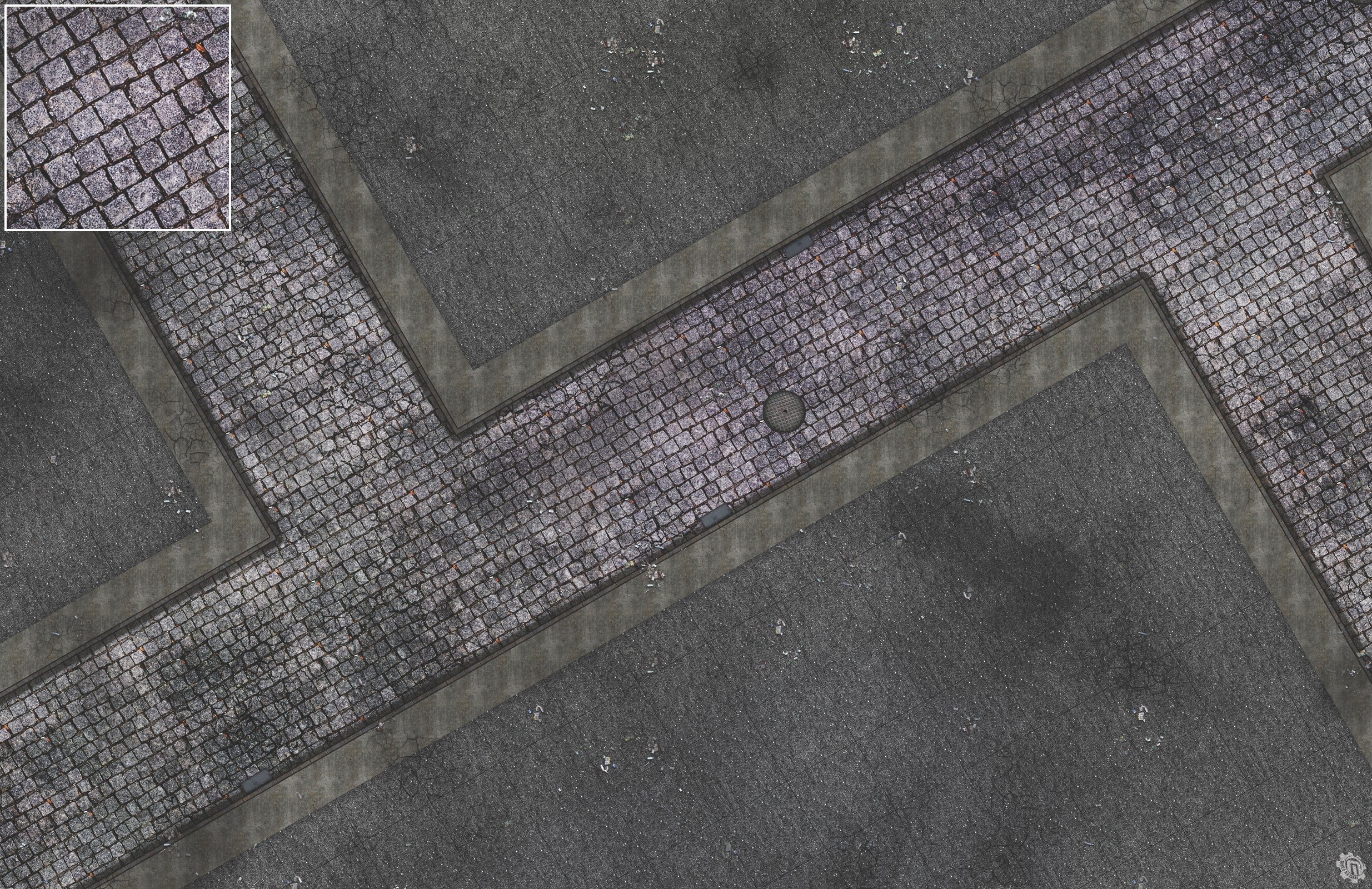 Mats by Mars: Victorian Alley (Intersection) Tabletop Wargaming Play Mat