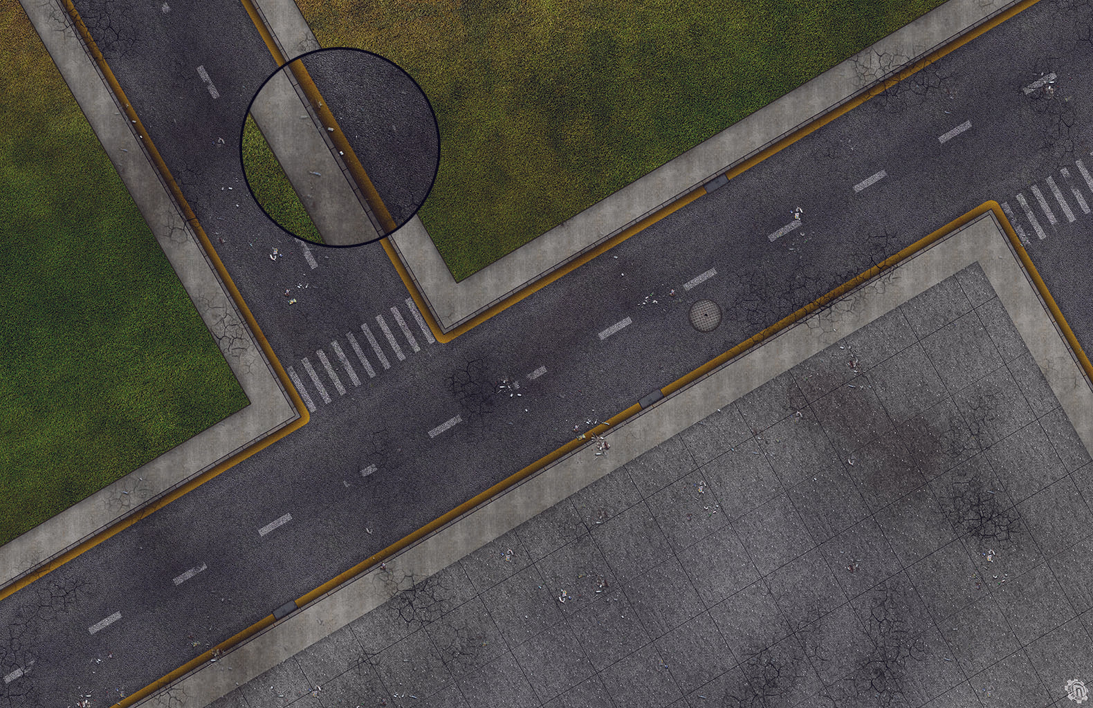 Mats by Mars: Park Avenue (Intersection) Tabletop Wargaming Play Mat