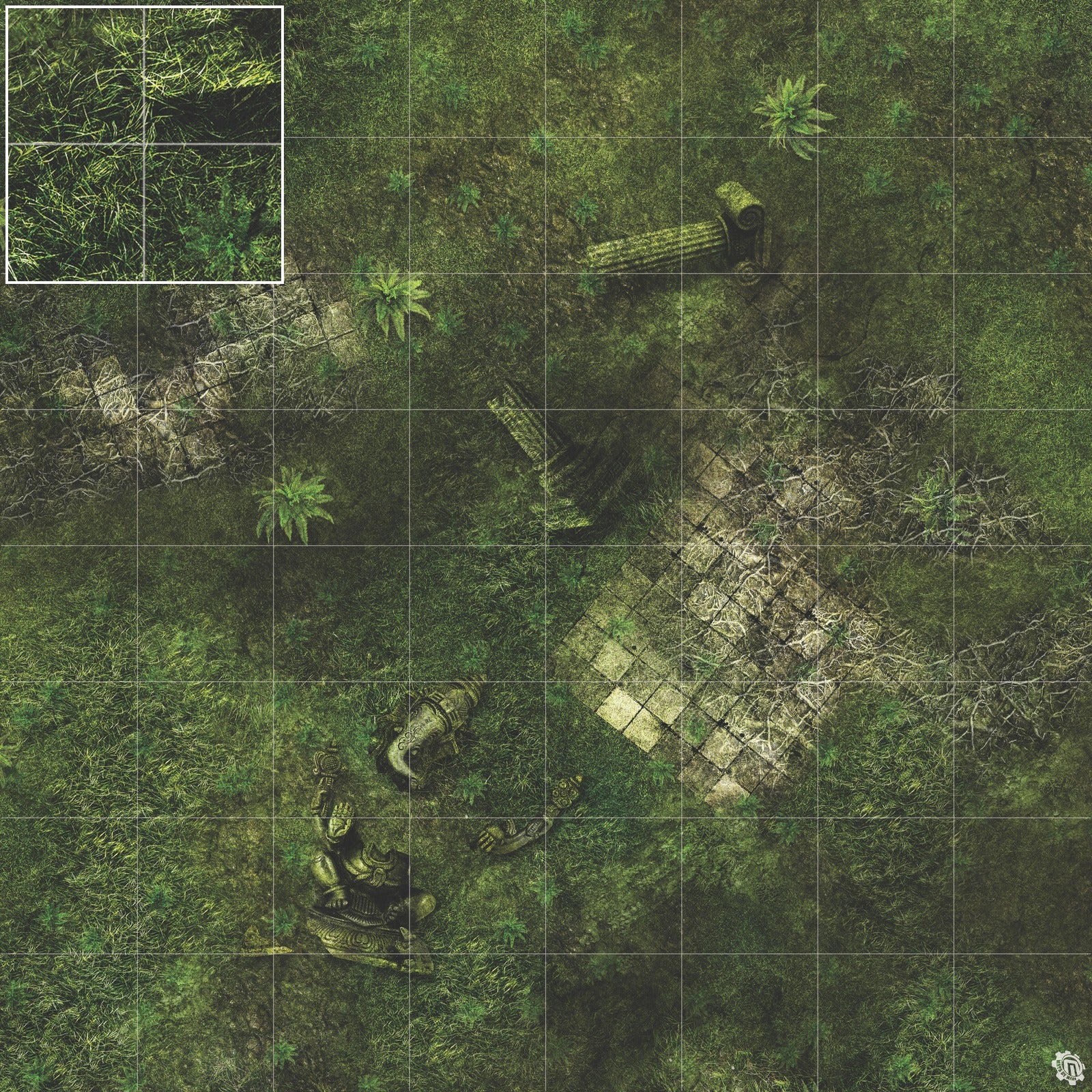 Mats by Mars: Forgotten Temple (Plaza) Tabletop Wargaming Play Mat