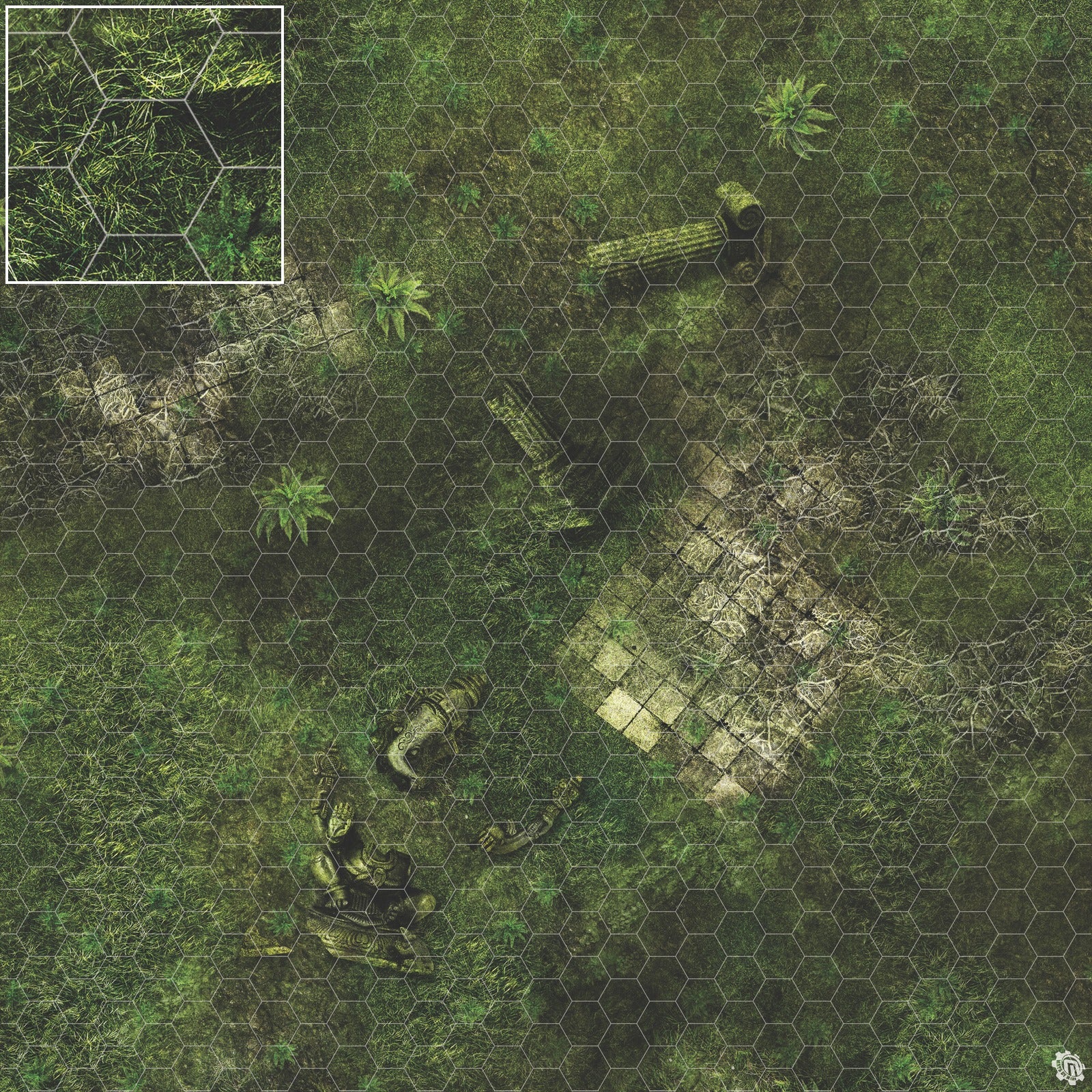 Mats by Mars: Forgotten Temple (Plaza) Tabletop Wargaming Play Mat