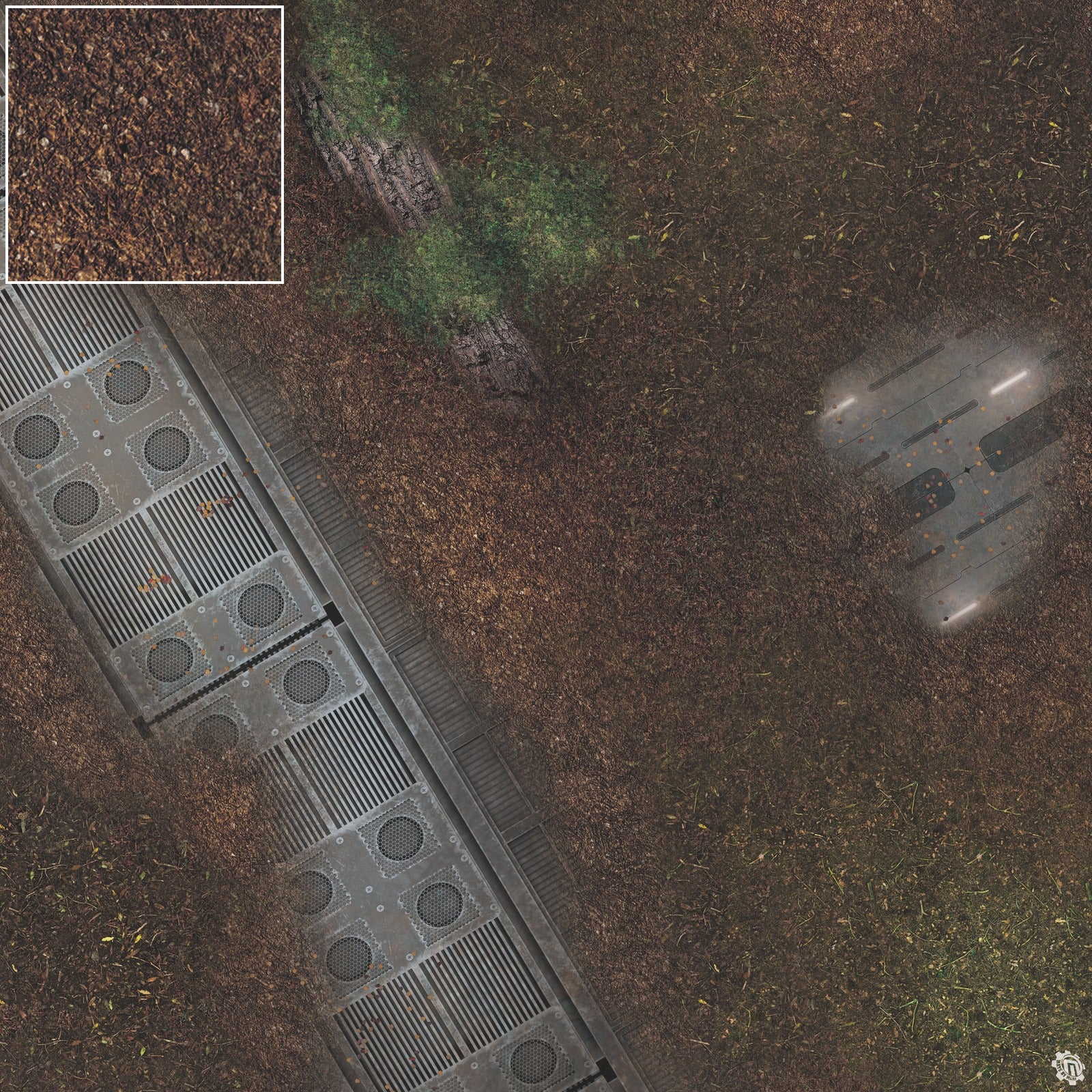 Mats by Mars: Hidden Outpost (White) Tabletop Wargaming Play Mat