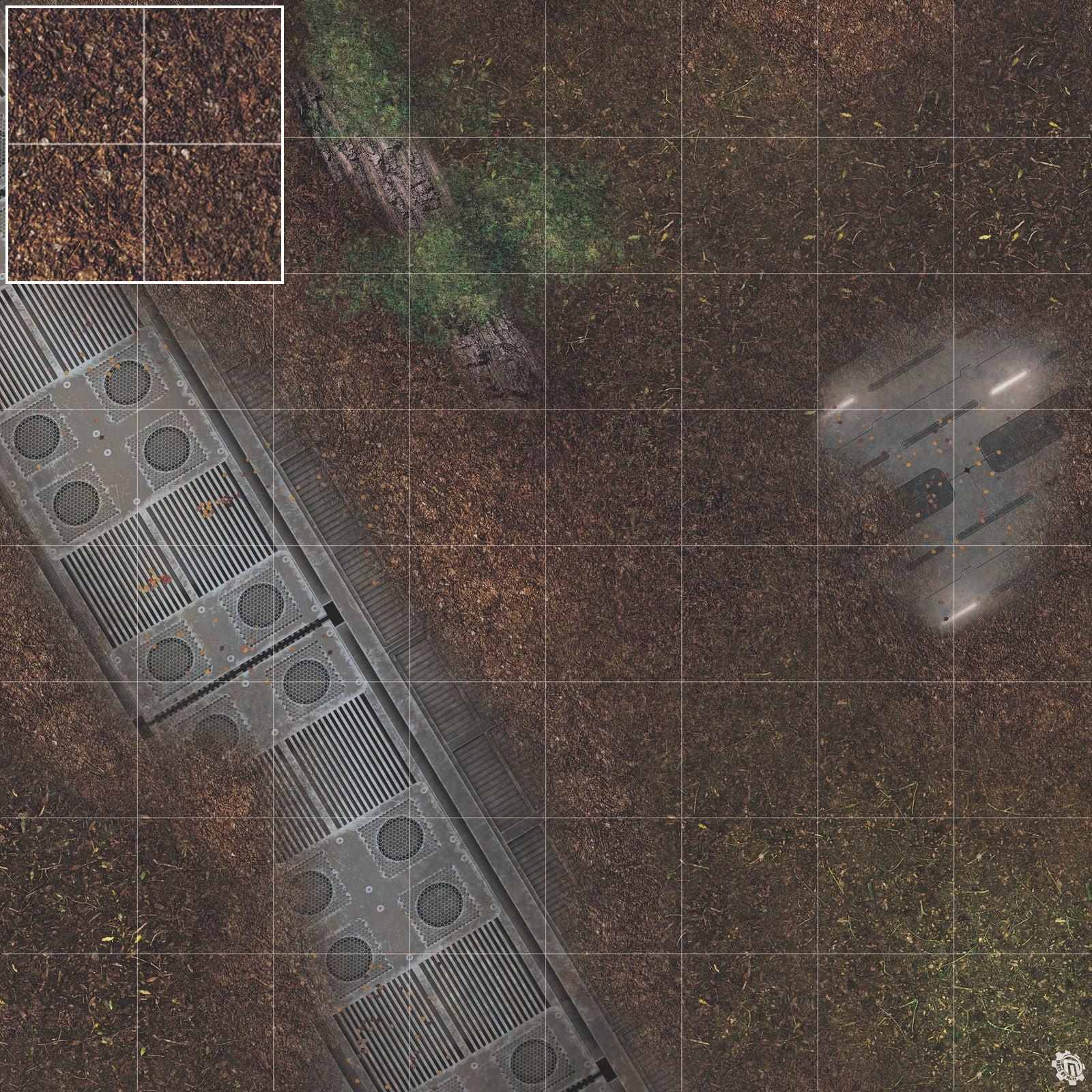 Mats by Mars: Hidden Outpost (White) Tabletop Wargaming Play Mat