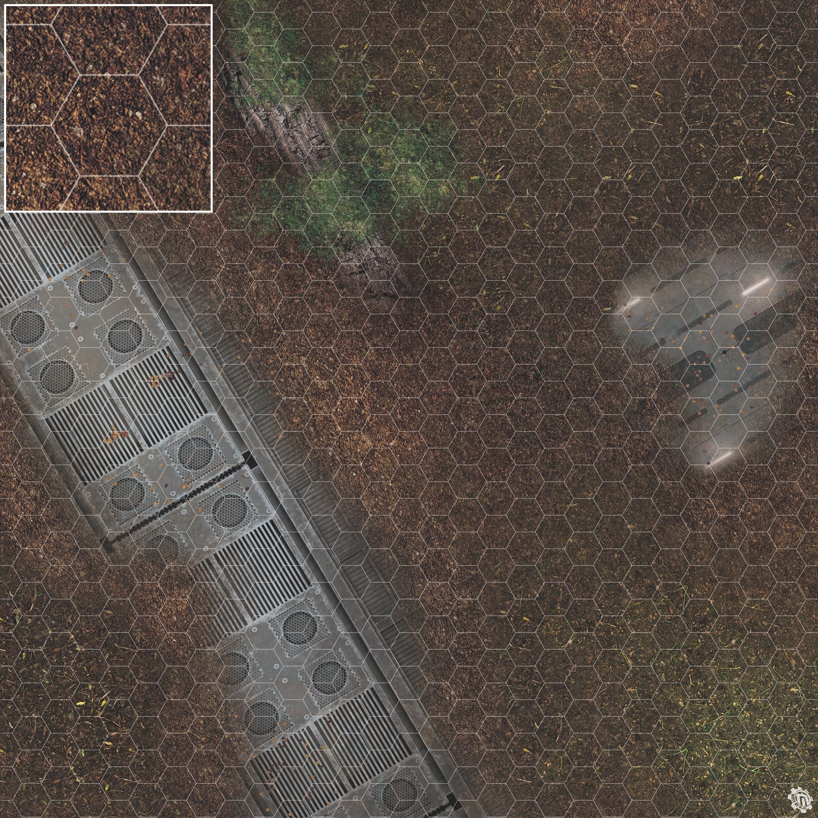 Mats by Mars: Hidden Outpost (White) Tabletop Wargaming Play Mat