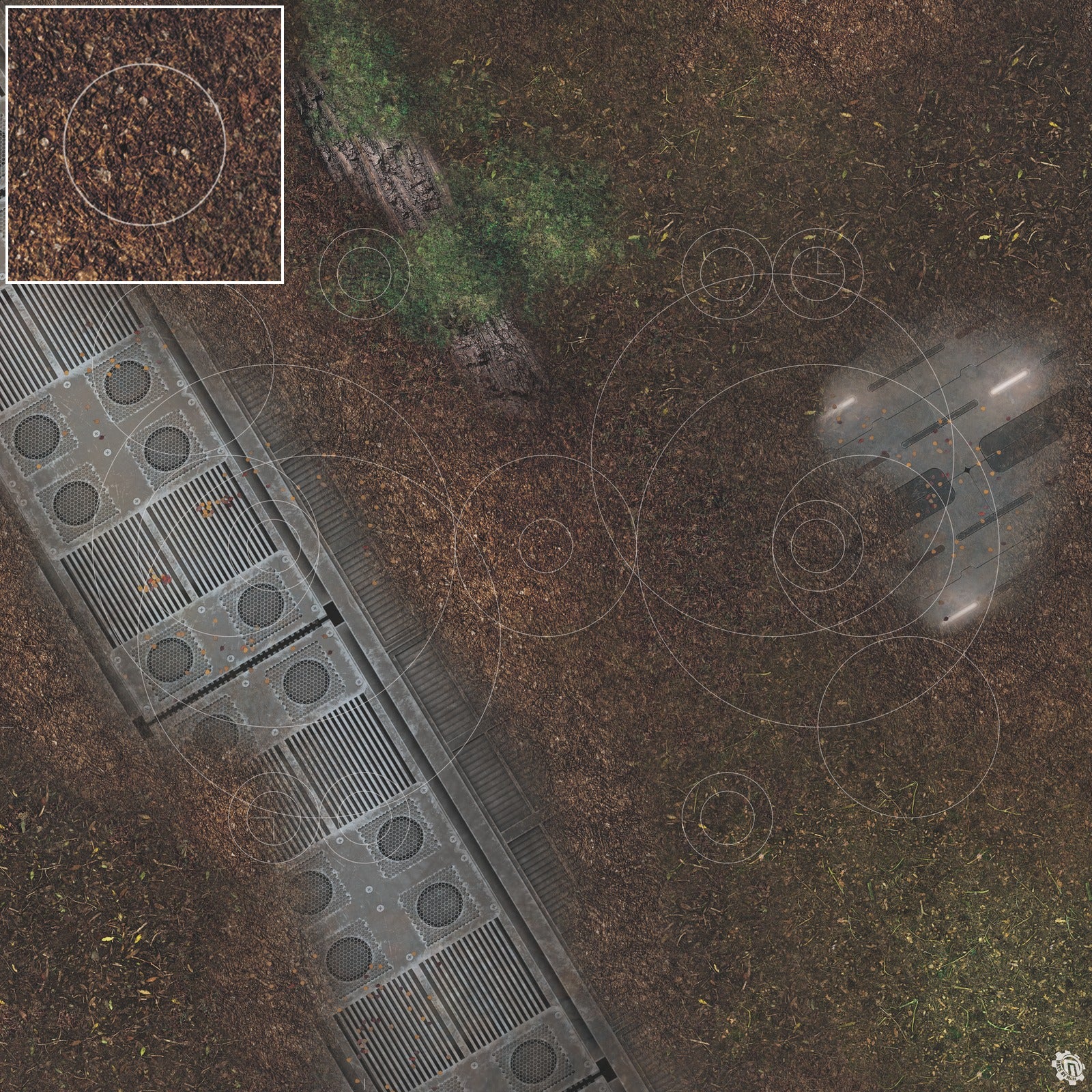 Mats by Mars: Hidden Outpost (White) Tabletop Wargaming Play Mat