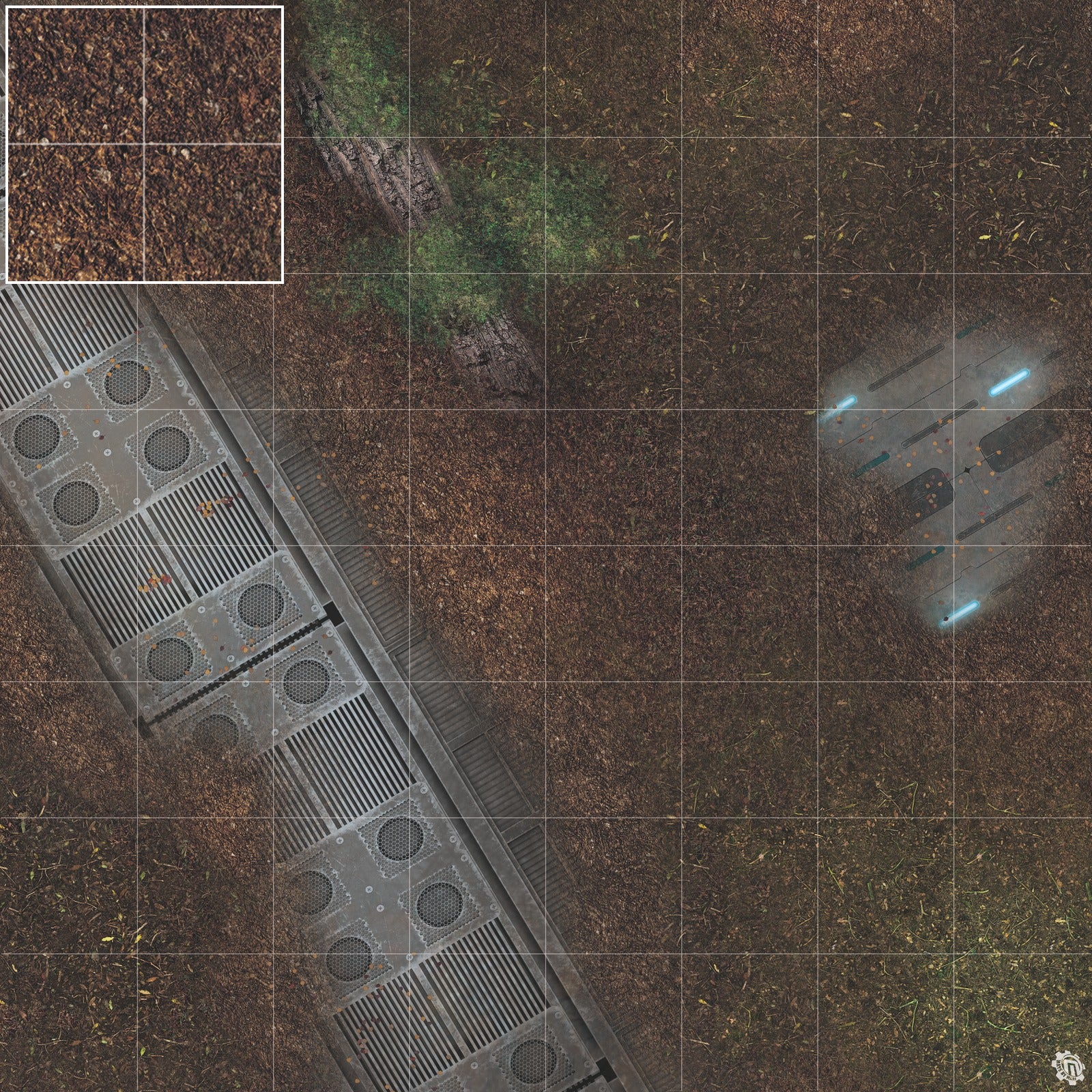 Mats by Mars: Hidden Outpost (Blue) Tabletop Wargaming Play Mat
