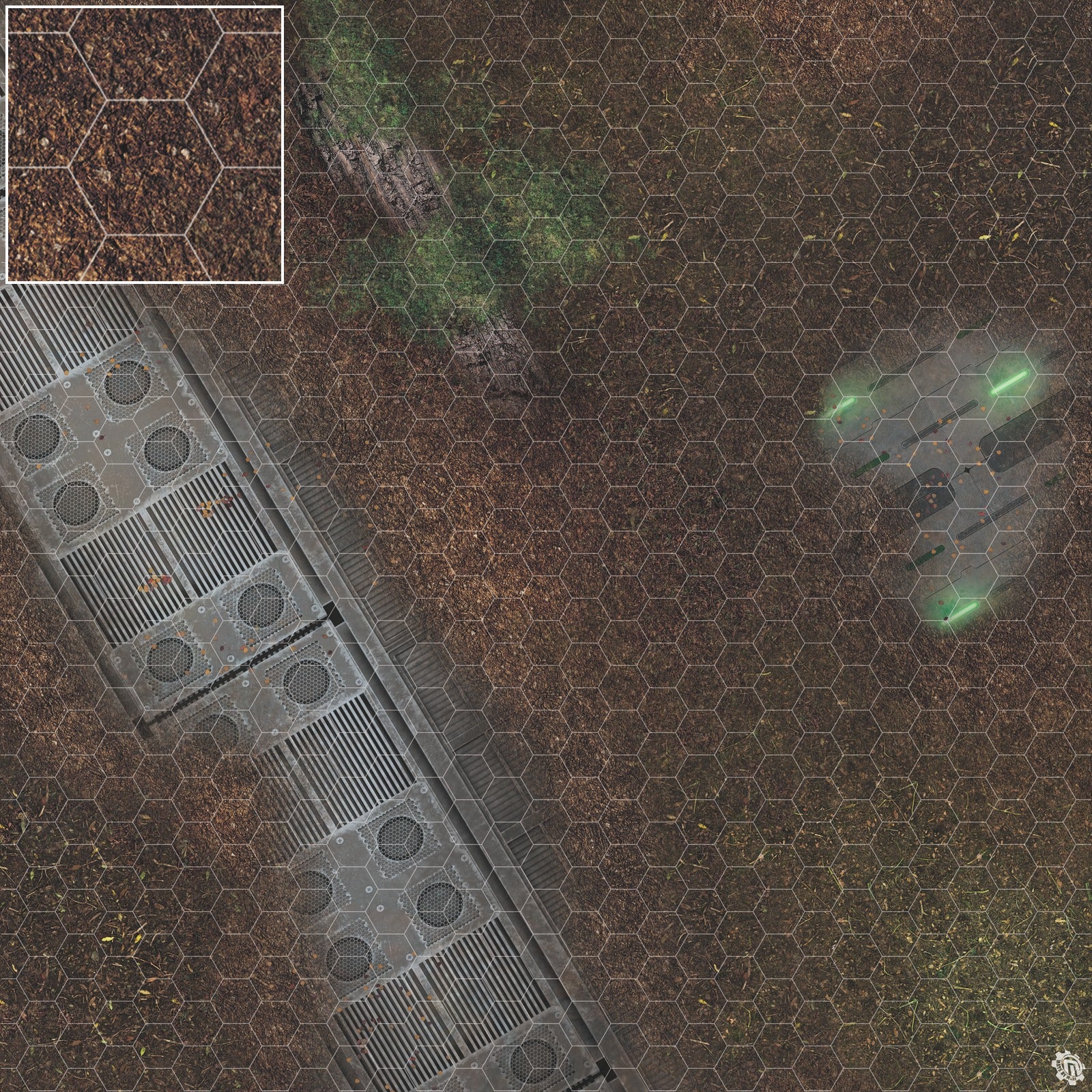 Mats by Mars: Hidden Outpost (Green) Tabletop Wargaming Play Mat