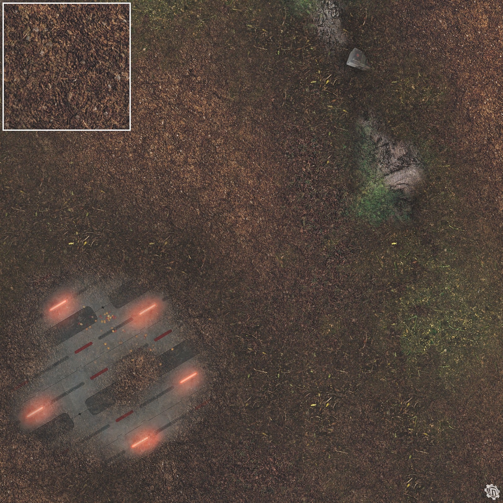 Mats by Mars: Hidden Outpost (Red) Tabletop Wargaming Play Mat
