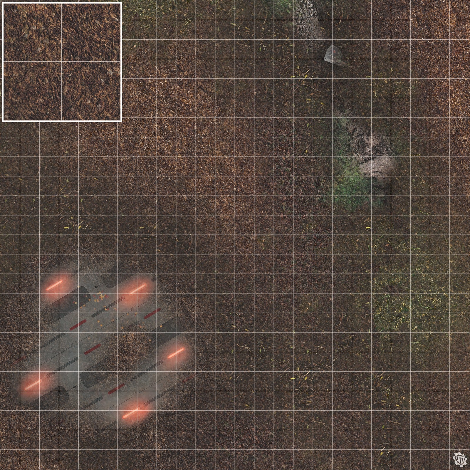 Mats by Mars: Hidden Outpost (Red) Tabletop Wargaming Play Mat