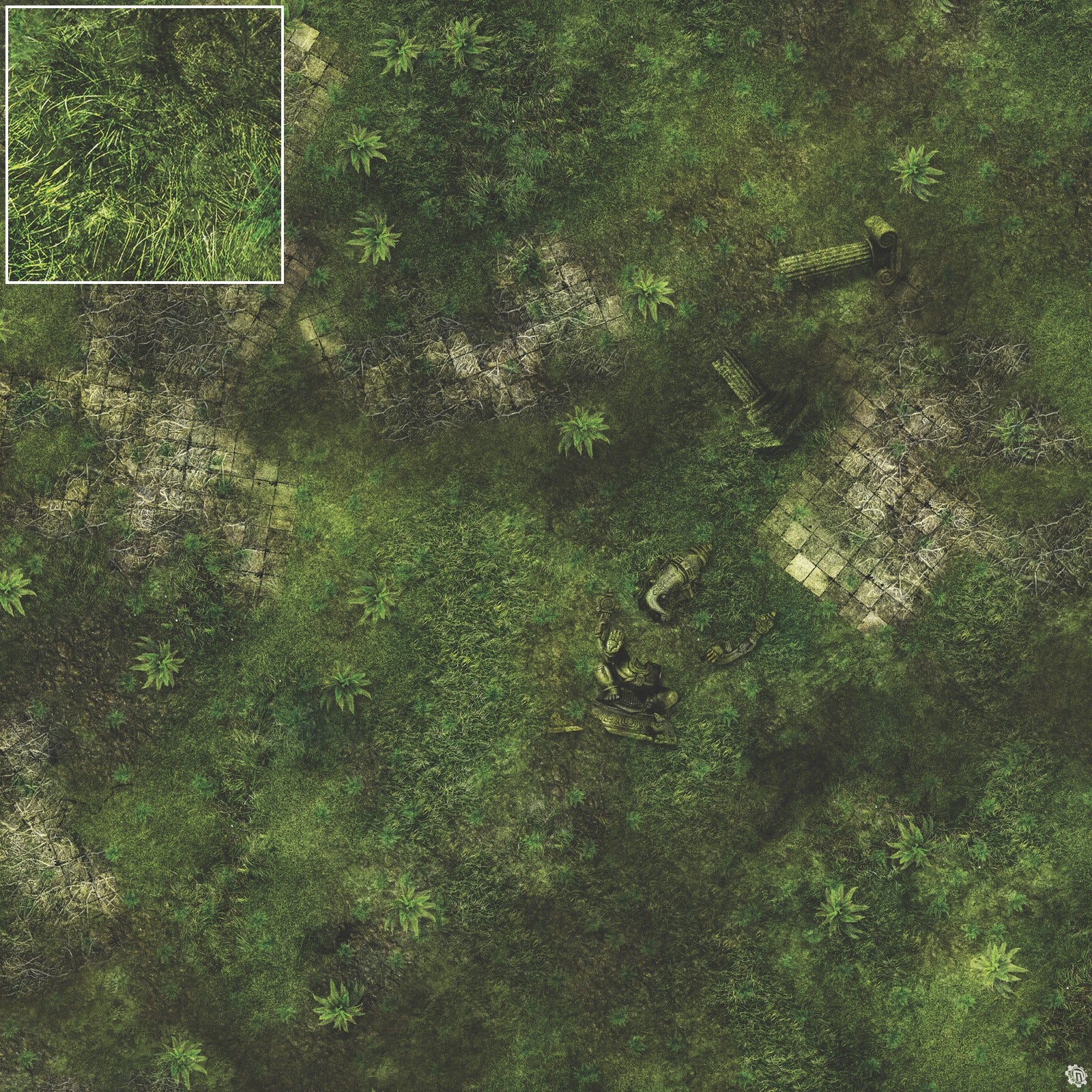 Mats by Mars: Forgotten Temple (Plaza) Tabletop Wargaming Play Mat