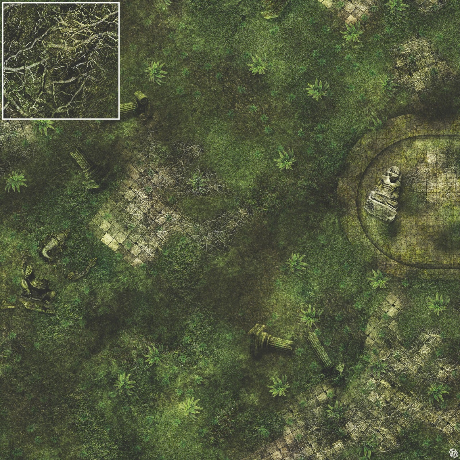 Mats by Mars: Forgotten Temple (Basin) Tabletop Wargaming Play Mat