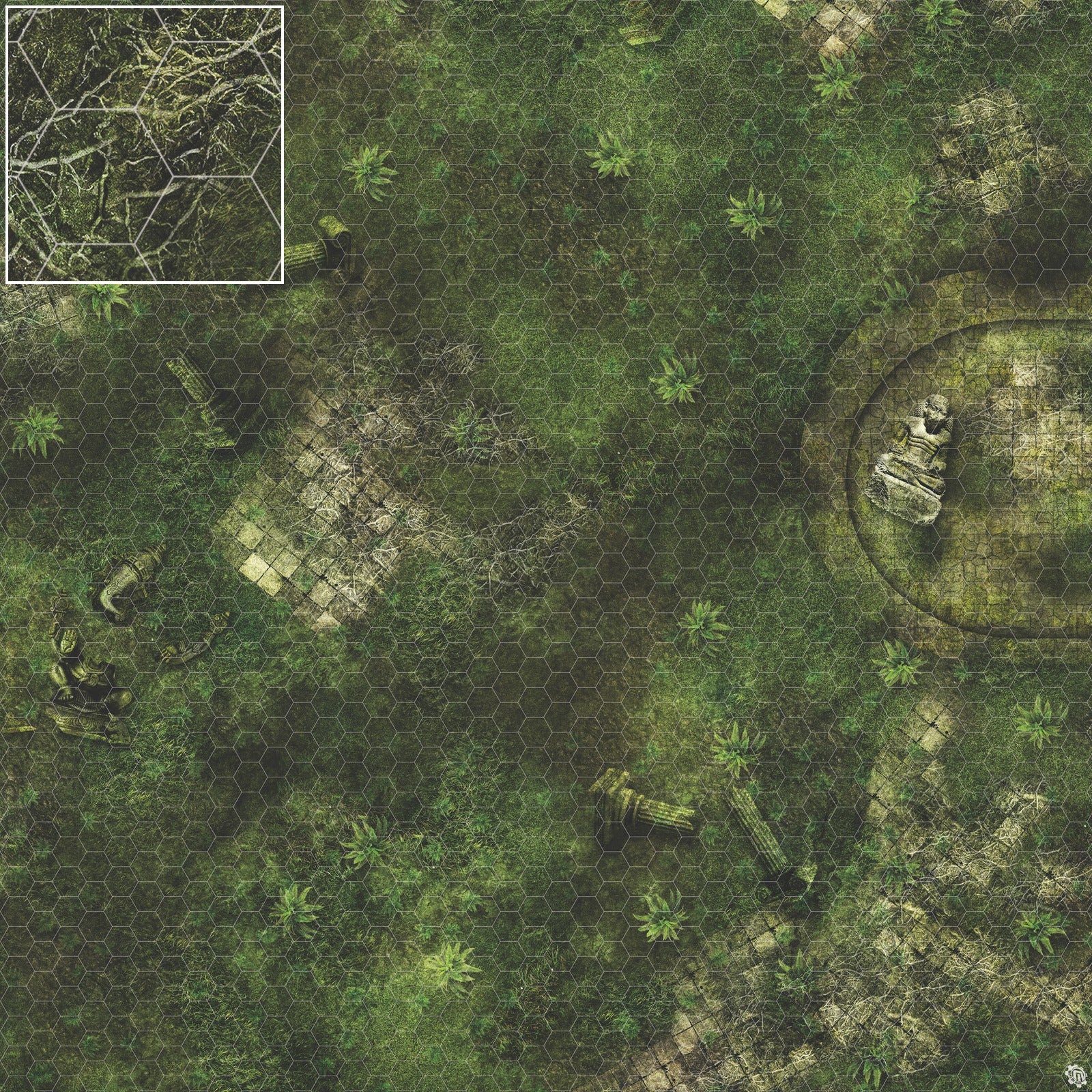 Mats by Mars: Forgotten Temple (Basin) Tabletop Wargaming Play Mat