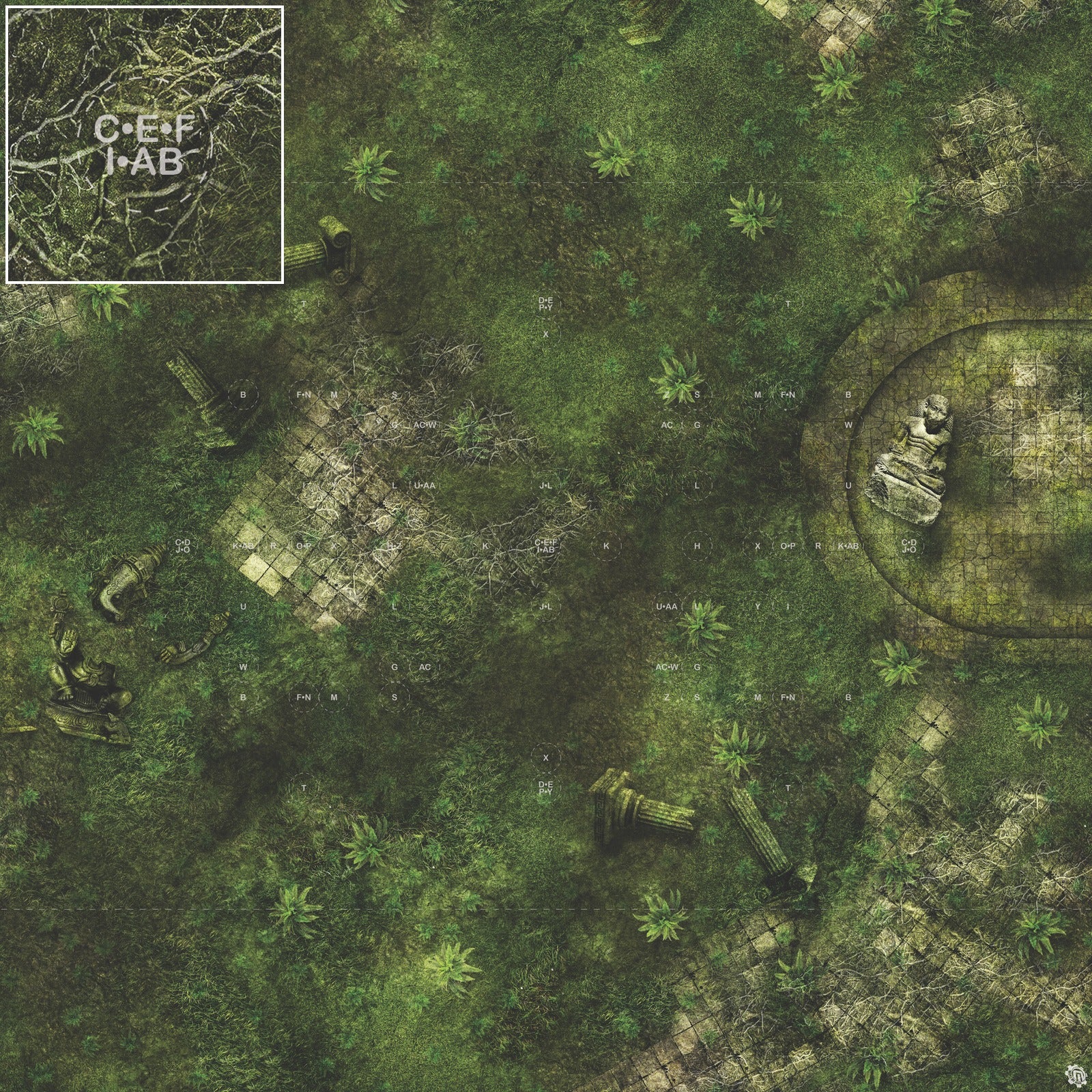 Mats by Mars: Forgotten Temple (Basin) Tabletop Wargaming Play Mat