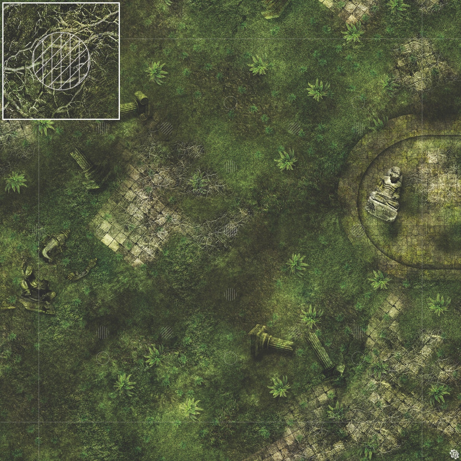 Mats by Mars: Forgotten Temple (Basin) Tabletop Wargaming Play Mat