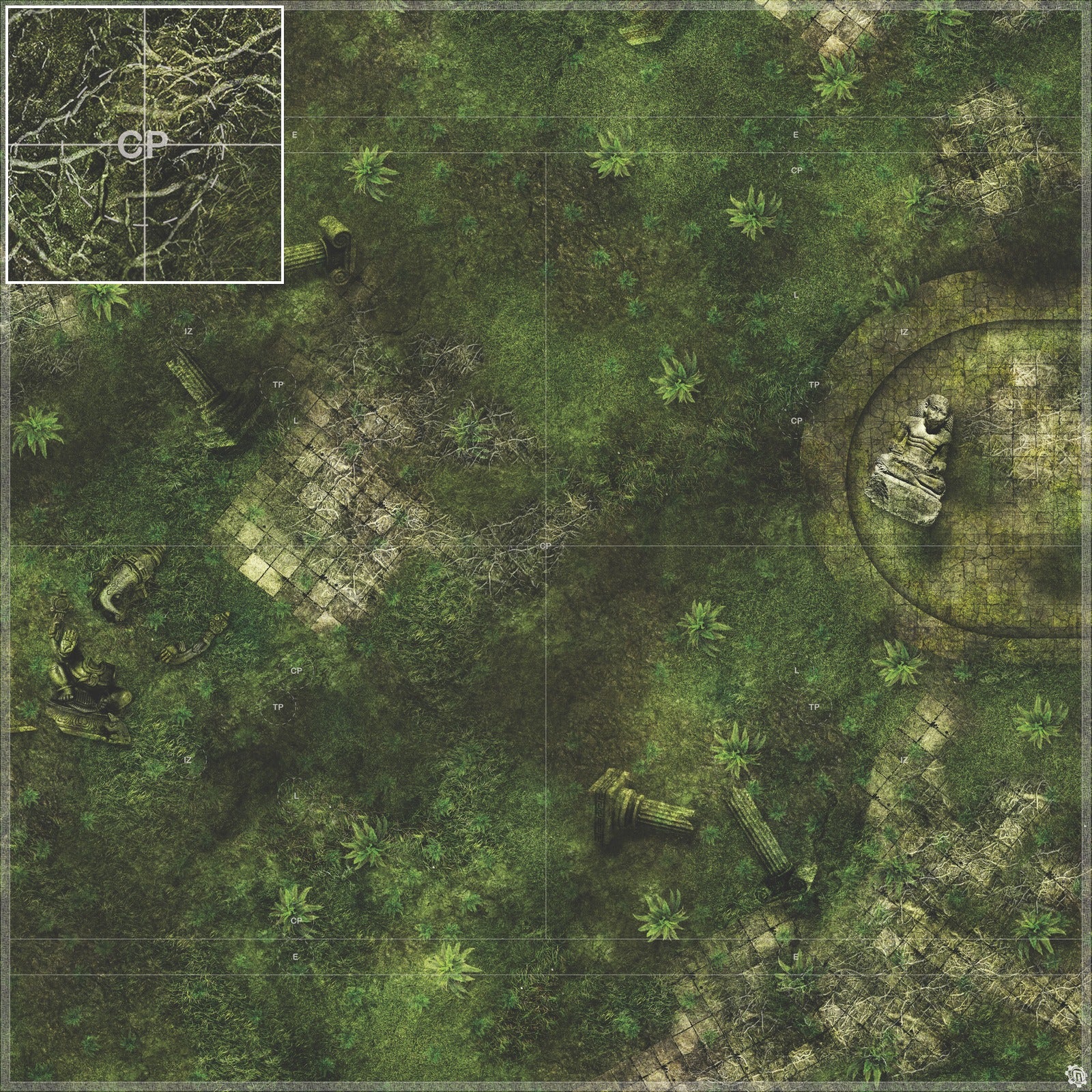 Mats by Mars: Forgotten Temple (Basin) Tabletop Wargaming Play Mat