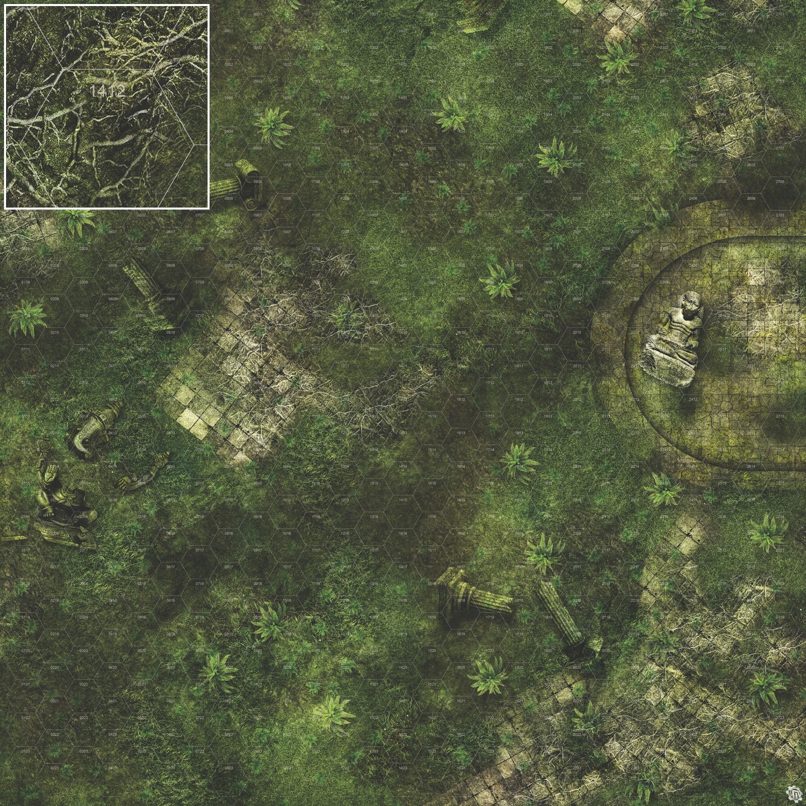 Mats by Mars: Forgotten Temple (Basin) Tabletop Wargaming Play Mat