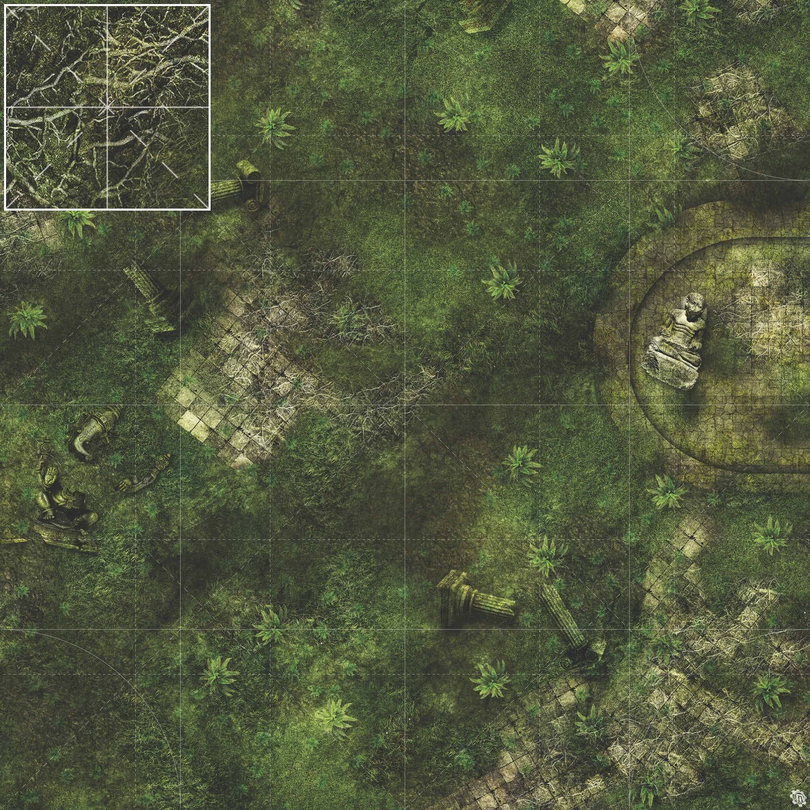 Mats by Mars: Forgotten Temple (Basin) Tabletop Wargaming Play Mat