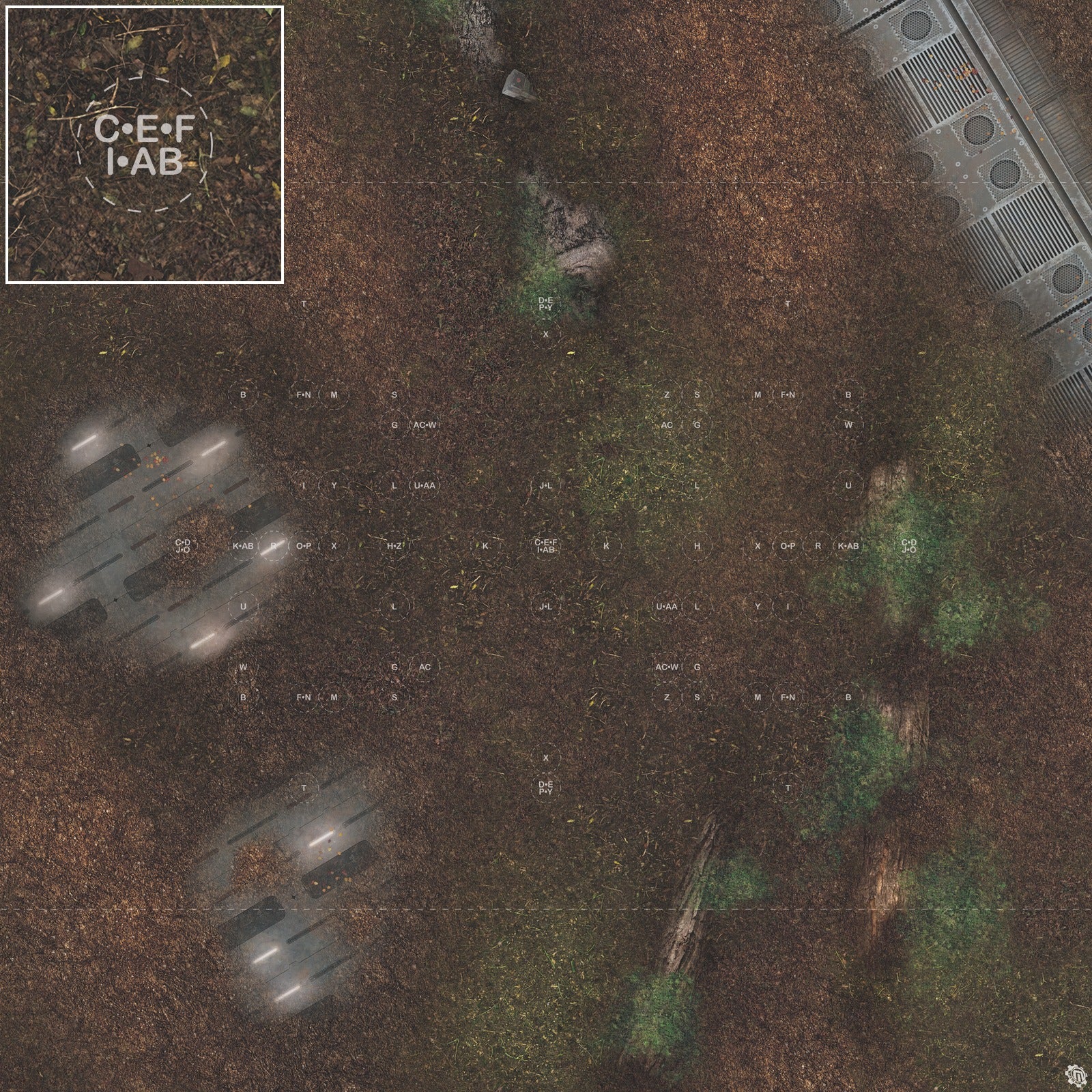 Mats by Mars: Hidden Outpost (White) Tabletop Wargaming Play Mat