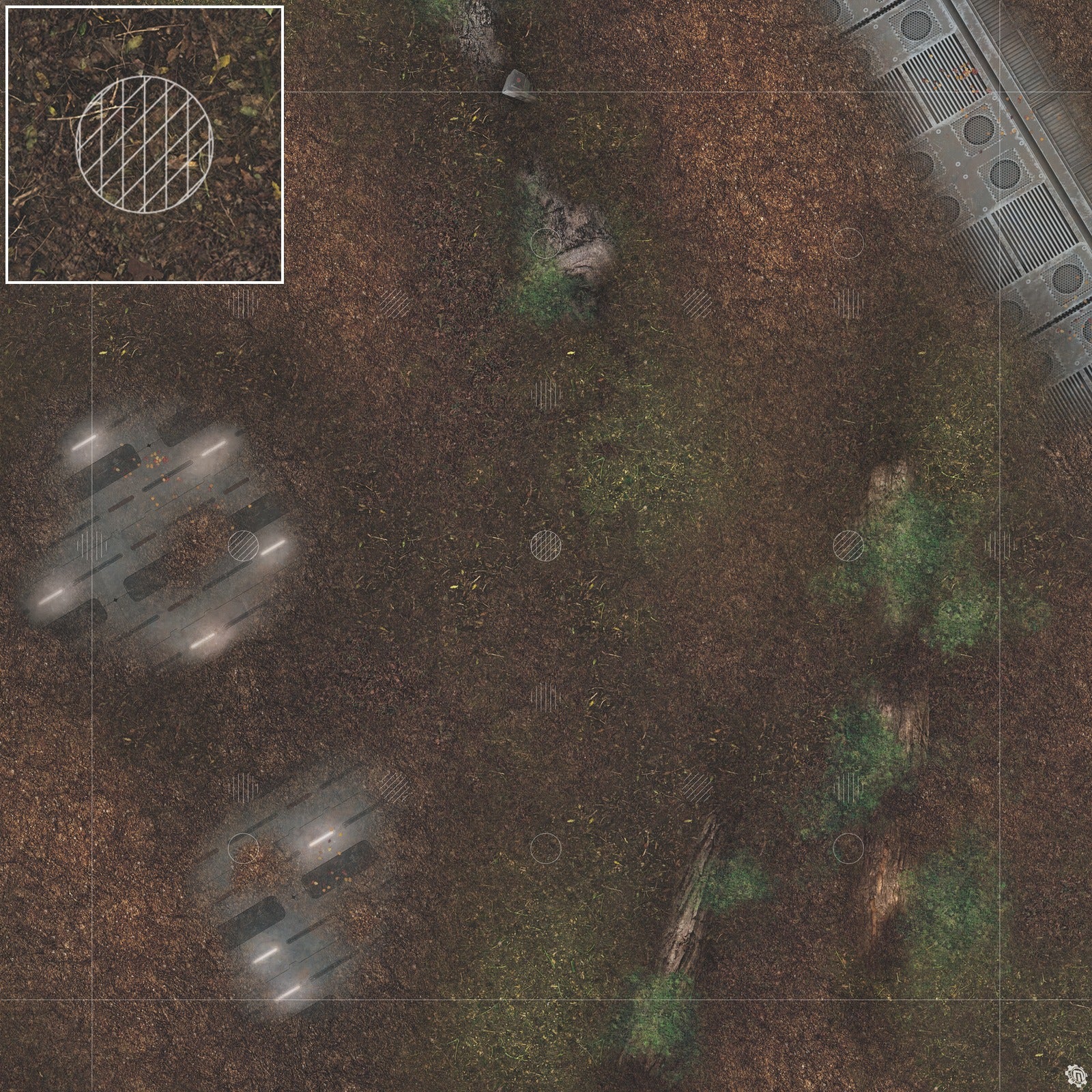 Mats by Mars: Hidden Outpost (White) Tabletop Wargaming Play Mat
