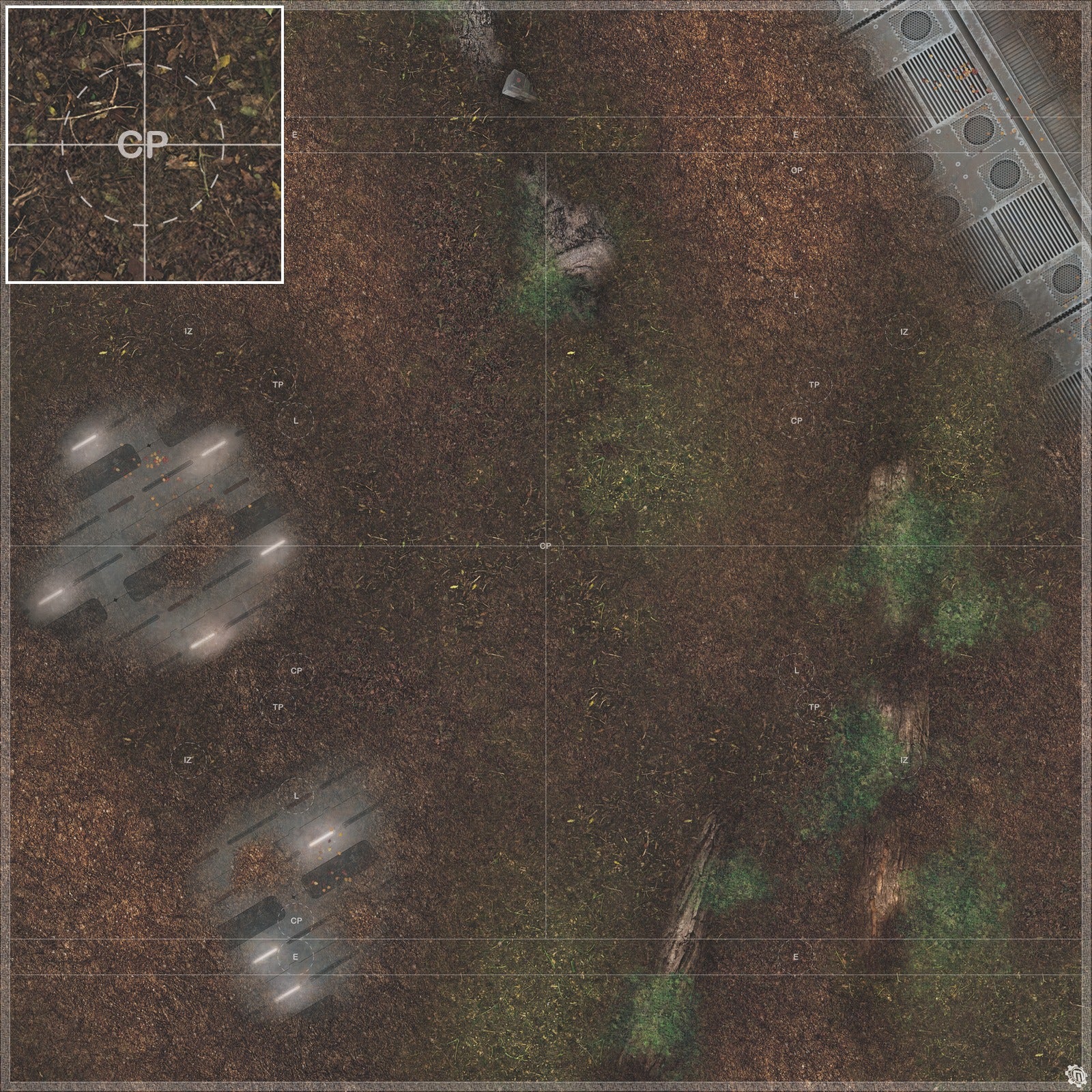 Mats by Mars: Hidden Outpost (White) Tabletop Wargaming Play Mat