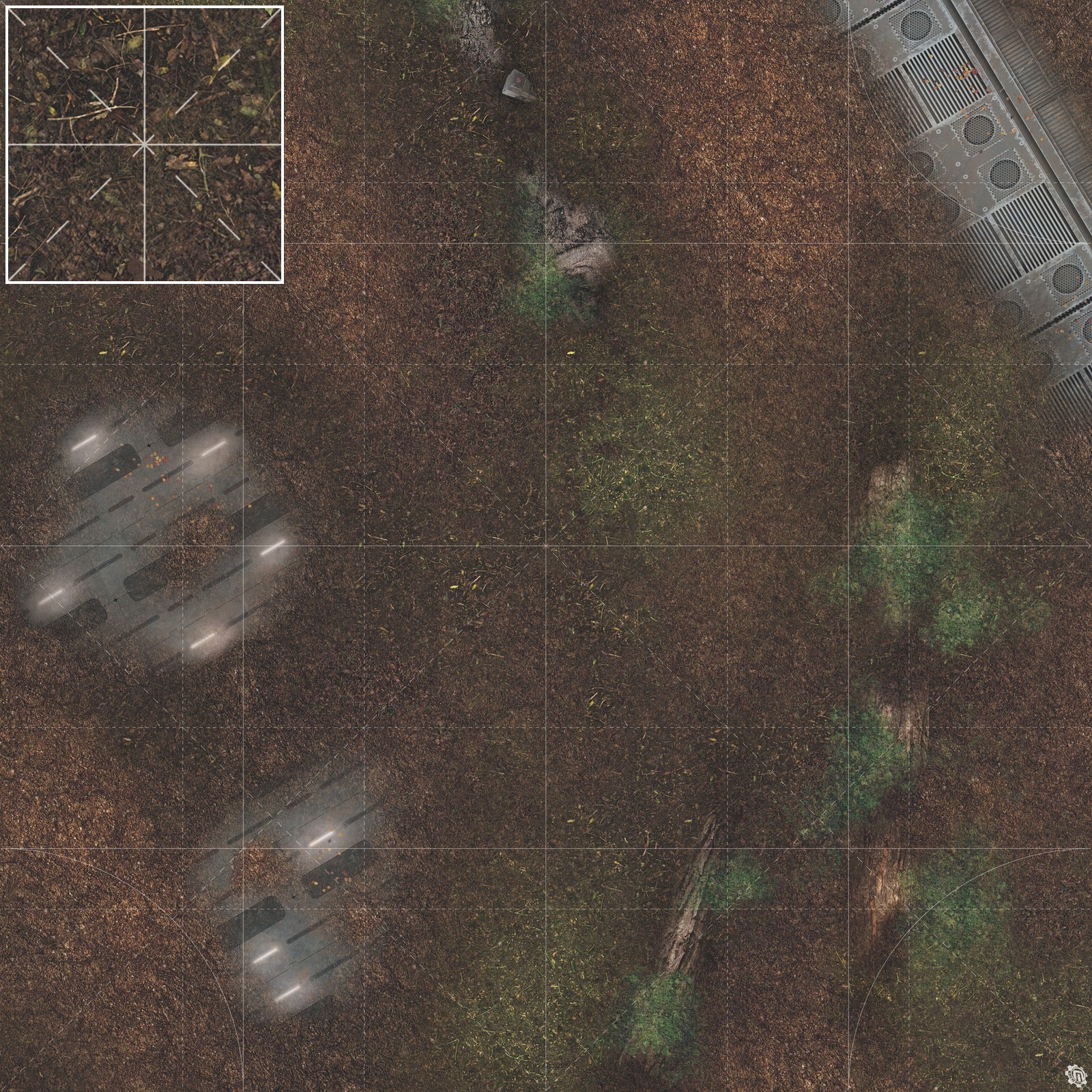 Mats by Mars: Hidden Outpost (White) Tabletop Wargaming Play Mat