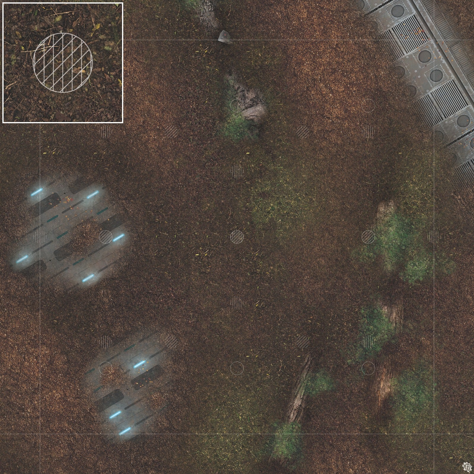 Mats by Mars: Hidden Outpost (Blue) Tabletop Wargaming Play Mat
