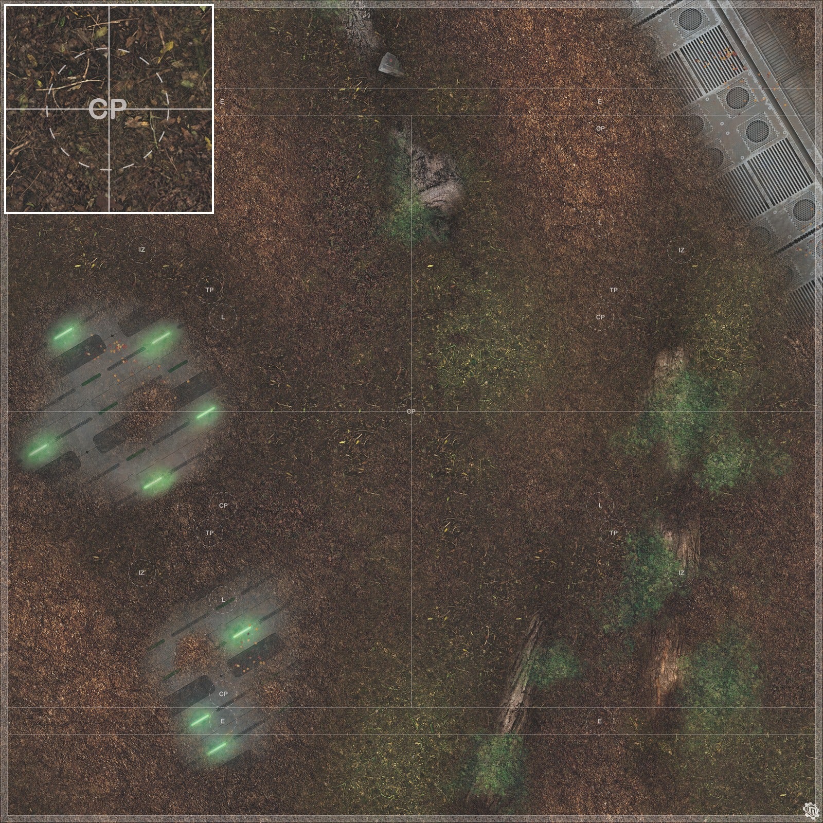 Mats by Mars: Hidden Outpost (Green) Tabletop Wargaming Play Mat