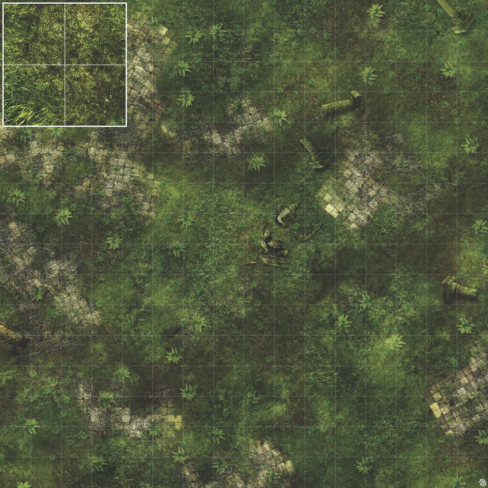Mats by Mars: Forgotten Temple (Plaza) Tabletop Wargaming Play Mat