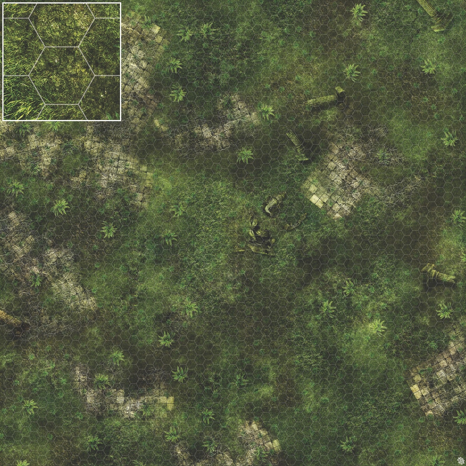 Mats by Mars: Forgotten Temple (Plaza) Tabletop Wargaming Play Mat
