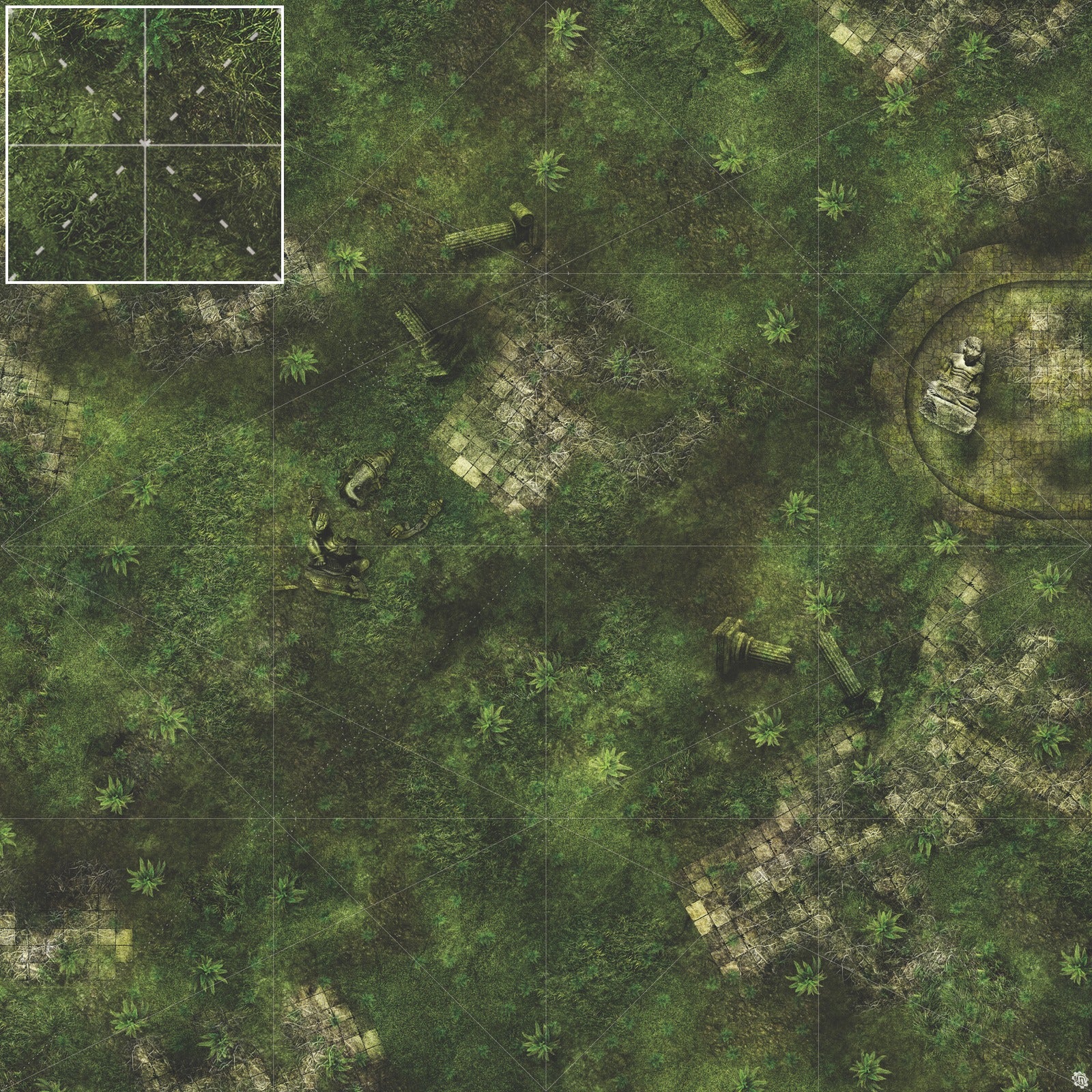 Mats by Mars: Forgotten Temple (Basin) Tabletop Wargaming Play Mat